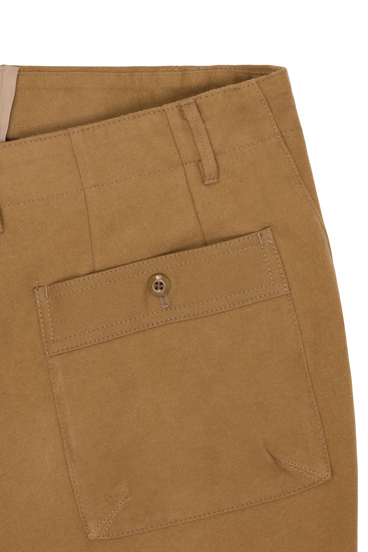 Beige Military Flannel Casual Trousers - Image 3