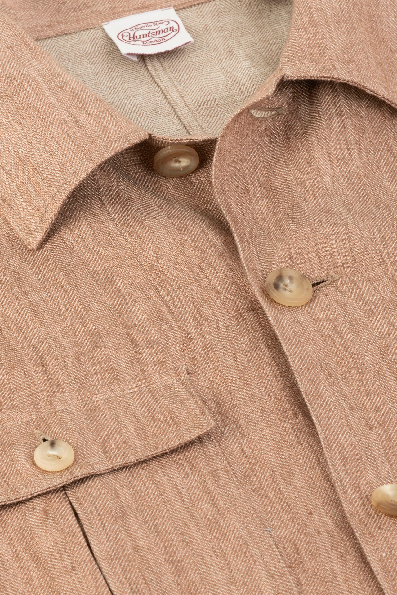 Bisque Linen Herringbone Safari Jacket - Image 3