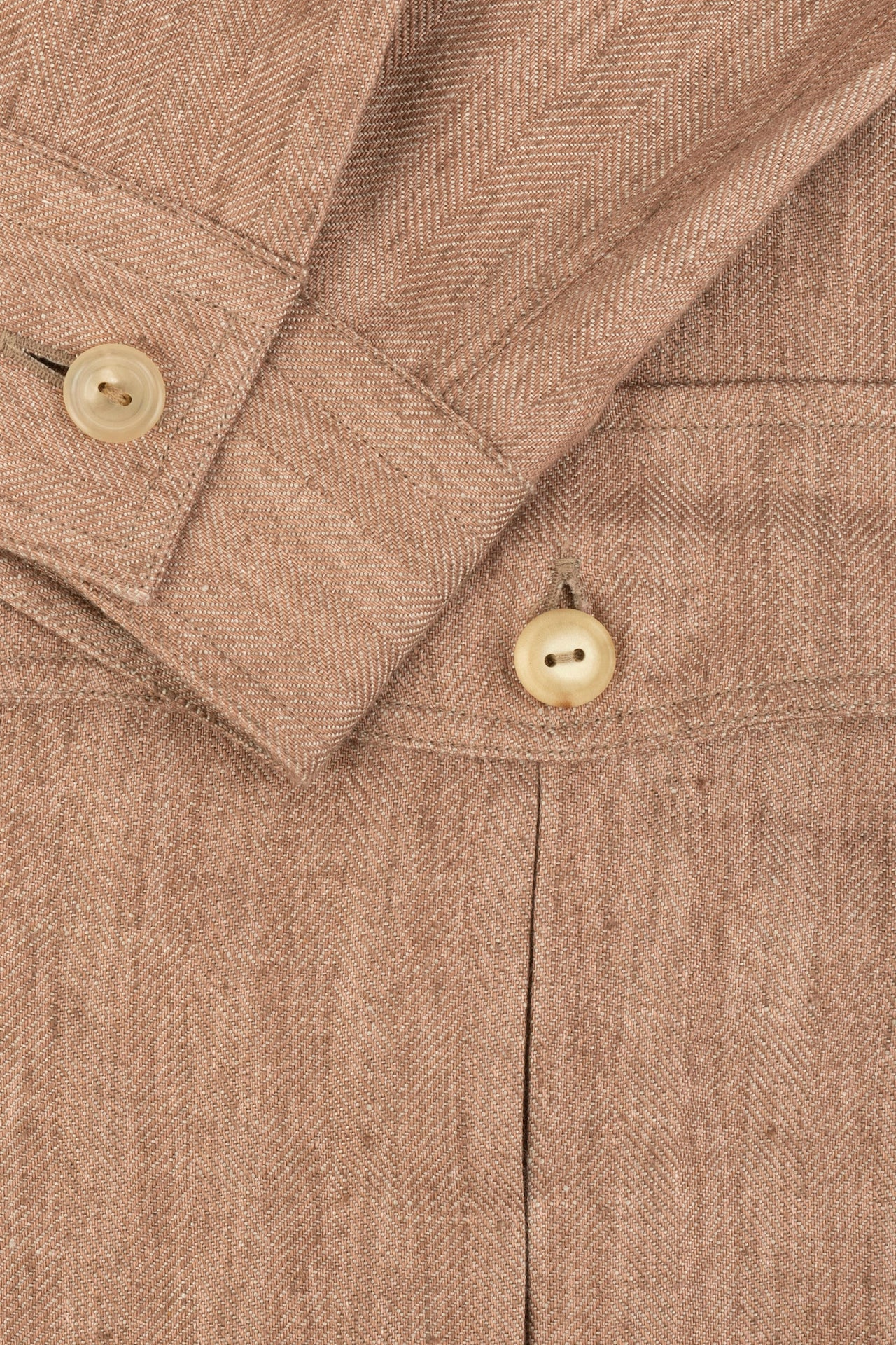 Bisque Linen Herringbone Safari Jacket - Image 4