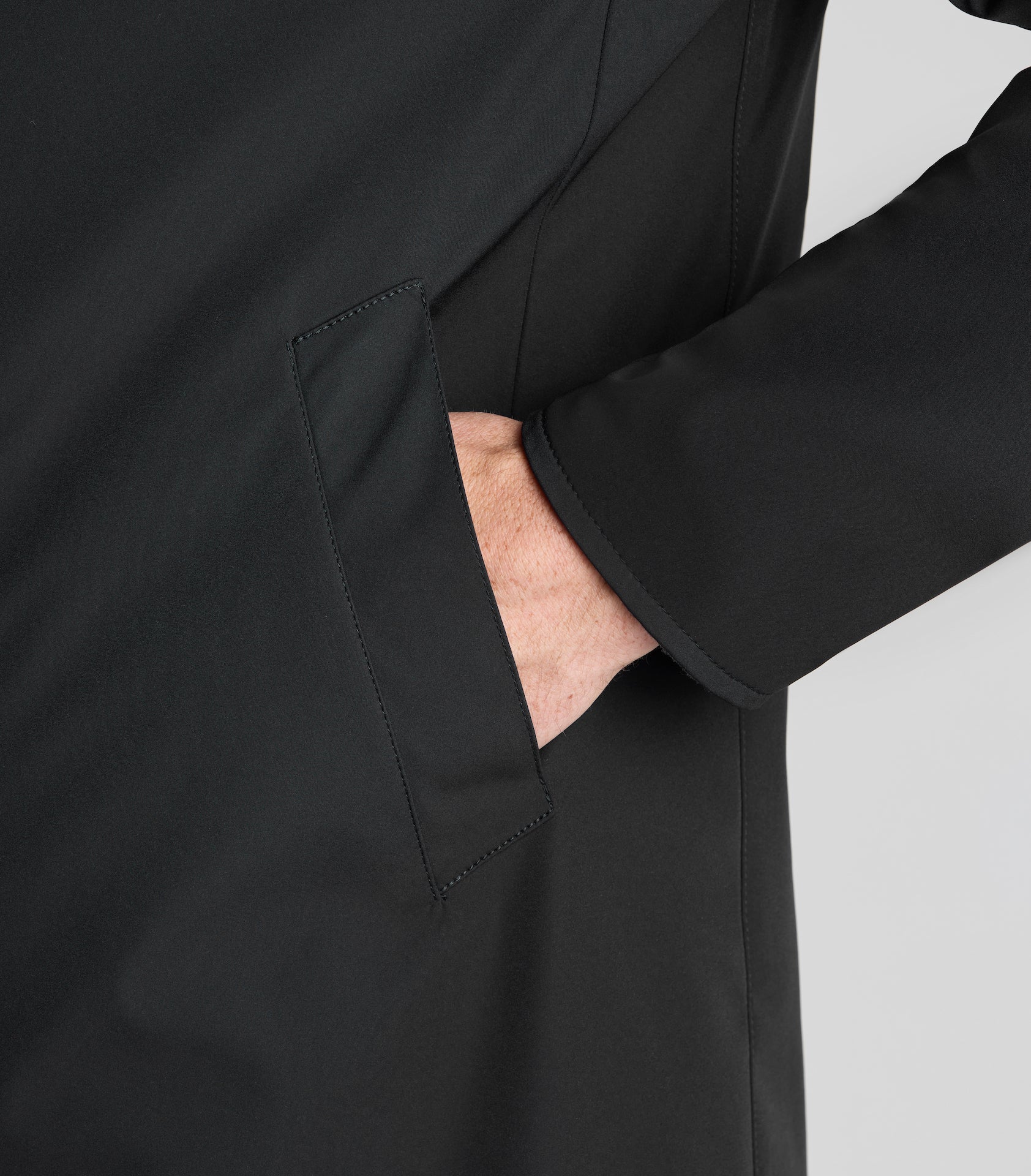 Black/Charcoal Stand Collar Reversible Mac - Image 4