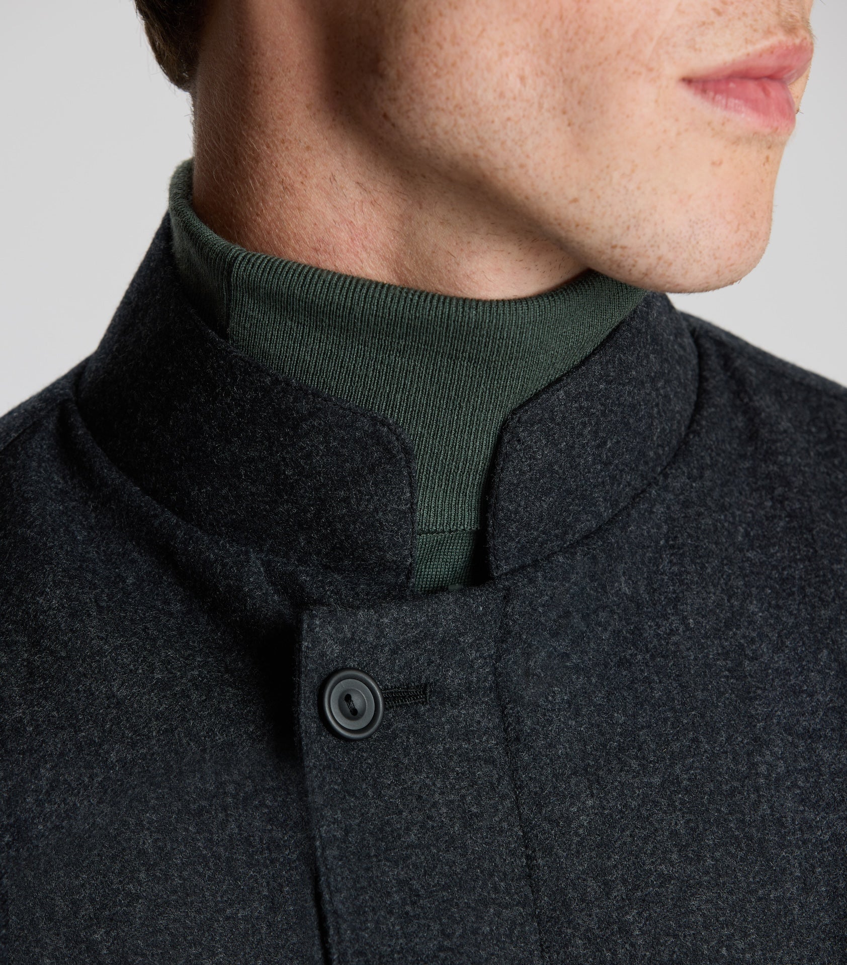 Black/Grey Nehru collar Reversible Mac - Image 4
