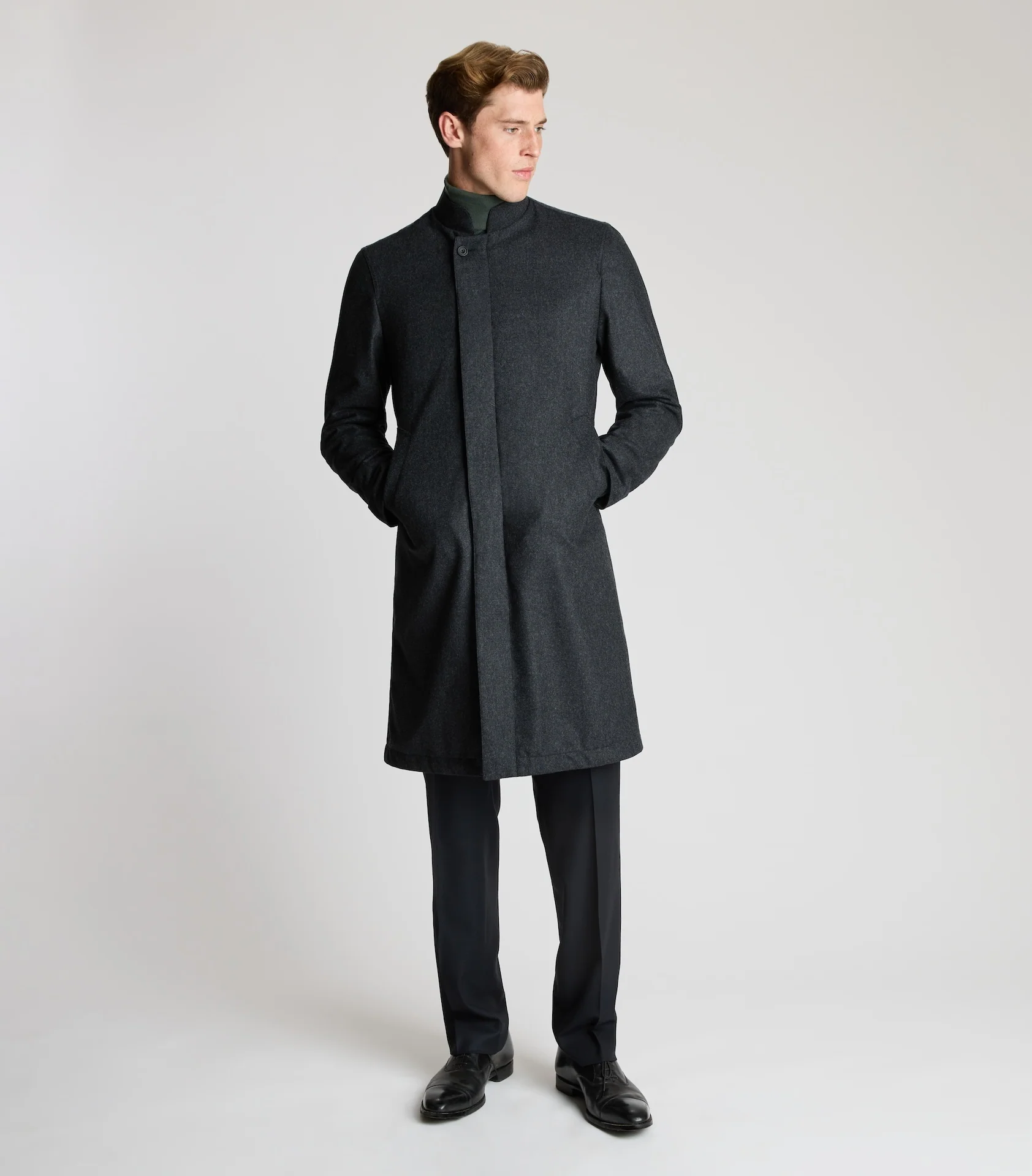 Black/Grey Nehru collar Reversible Mac - Image 5