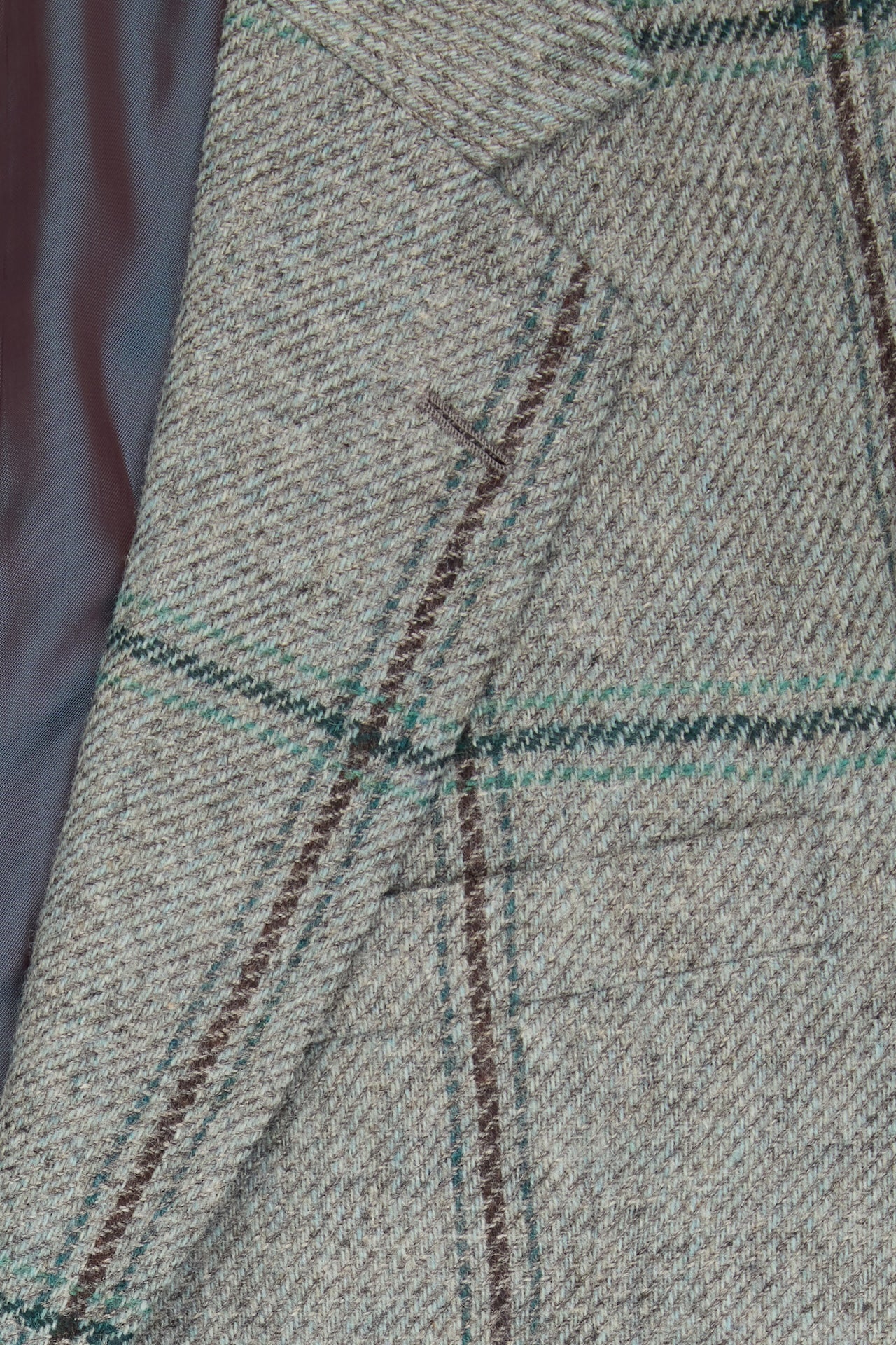 Blue, Green & Brown Check Tweed Single Breasted Patch Pocket Jacket - Image 3