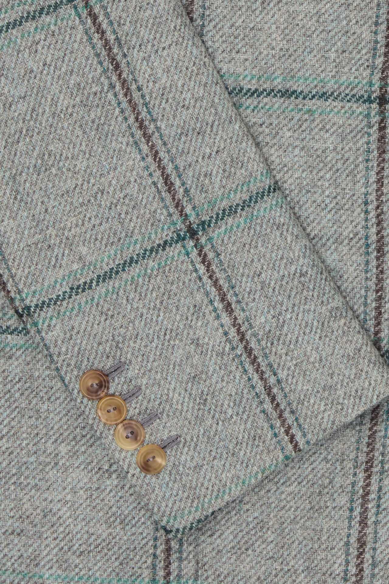 Blue, Green & Brown Check Tweed Single Breasted Patch Pocket Jacket - Image 4