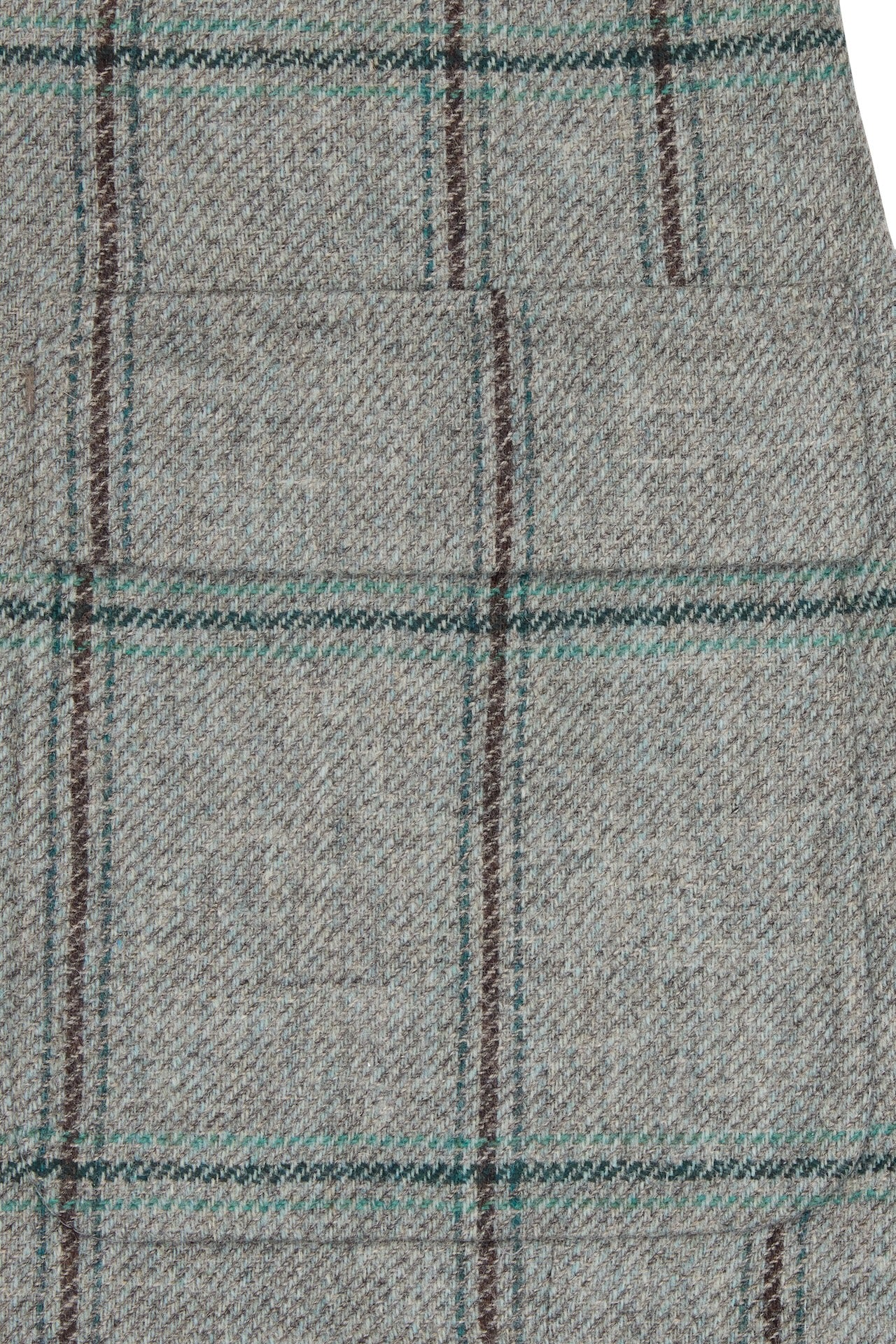 Blue, Green & Brown Check Tweed Single Breasted Patch Pocket Jacket - Image 5