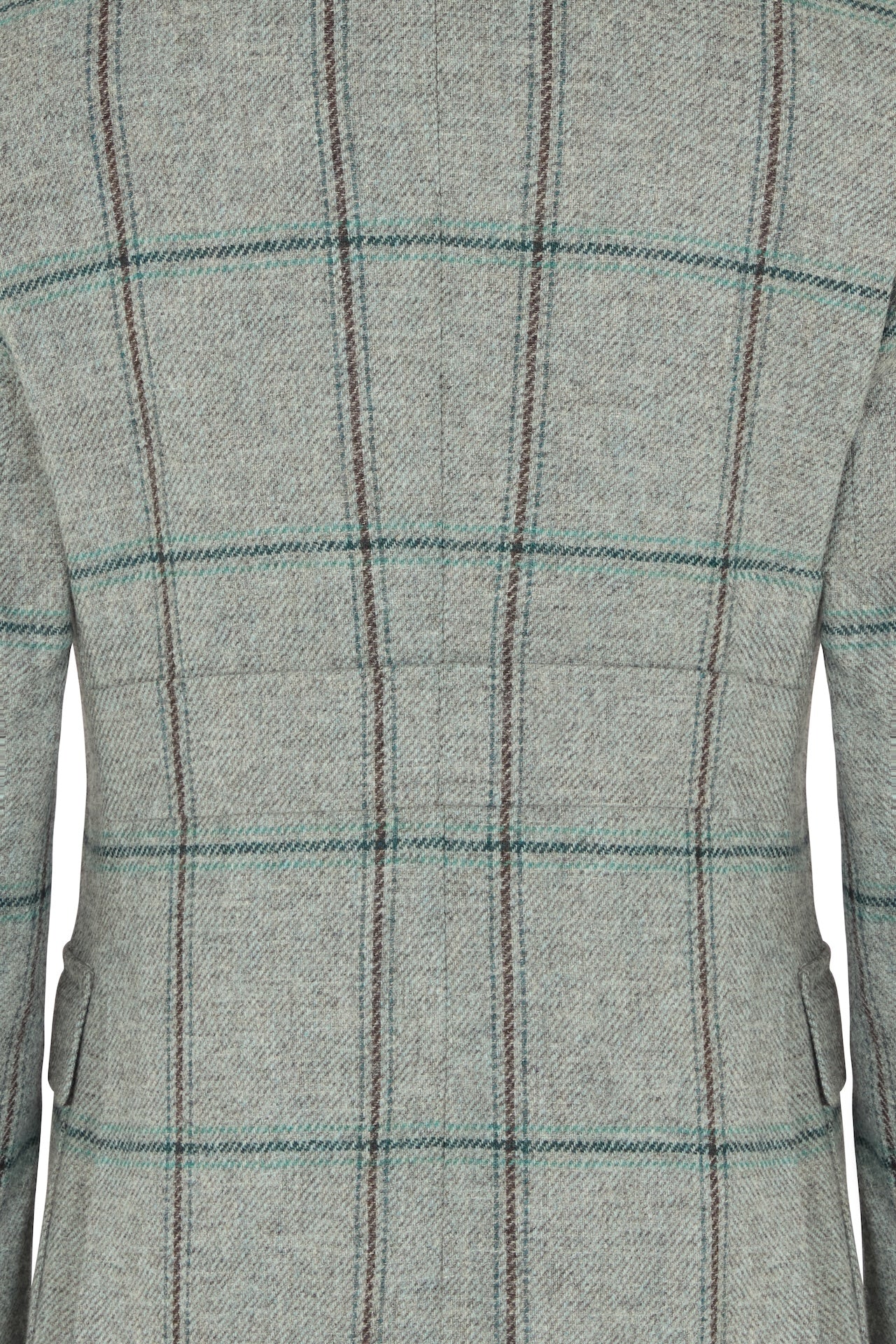 Blue, Green & Brown Check Tweed Single Breasted Patch Pocket Jacket - Image 6