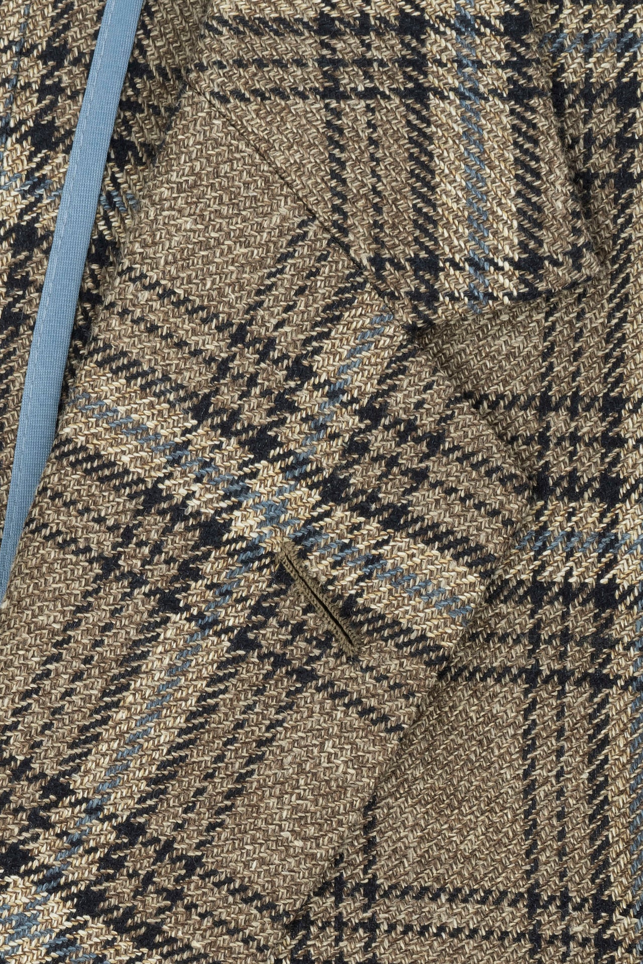 Brown/Blue Wool Silk & Linen Glen Check Single Breasted Jacket - Image 3