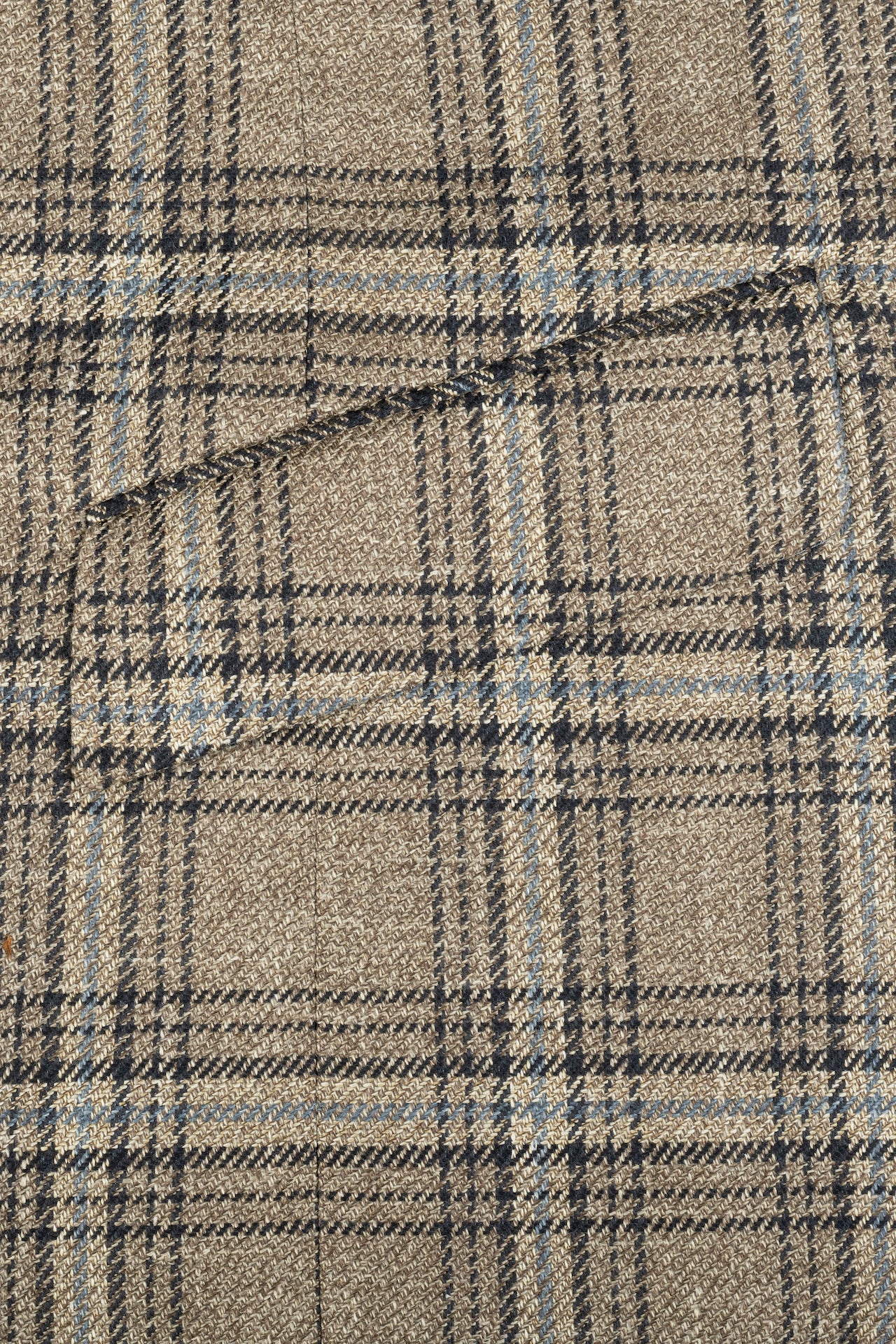 Brown/Blue Wool Silk & Linen Glen Check Single Breasted Jacket - Image 5