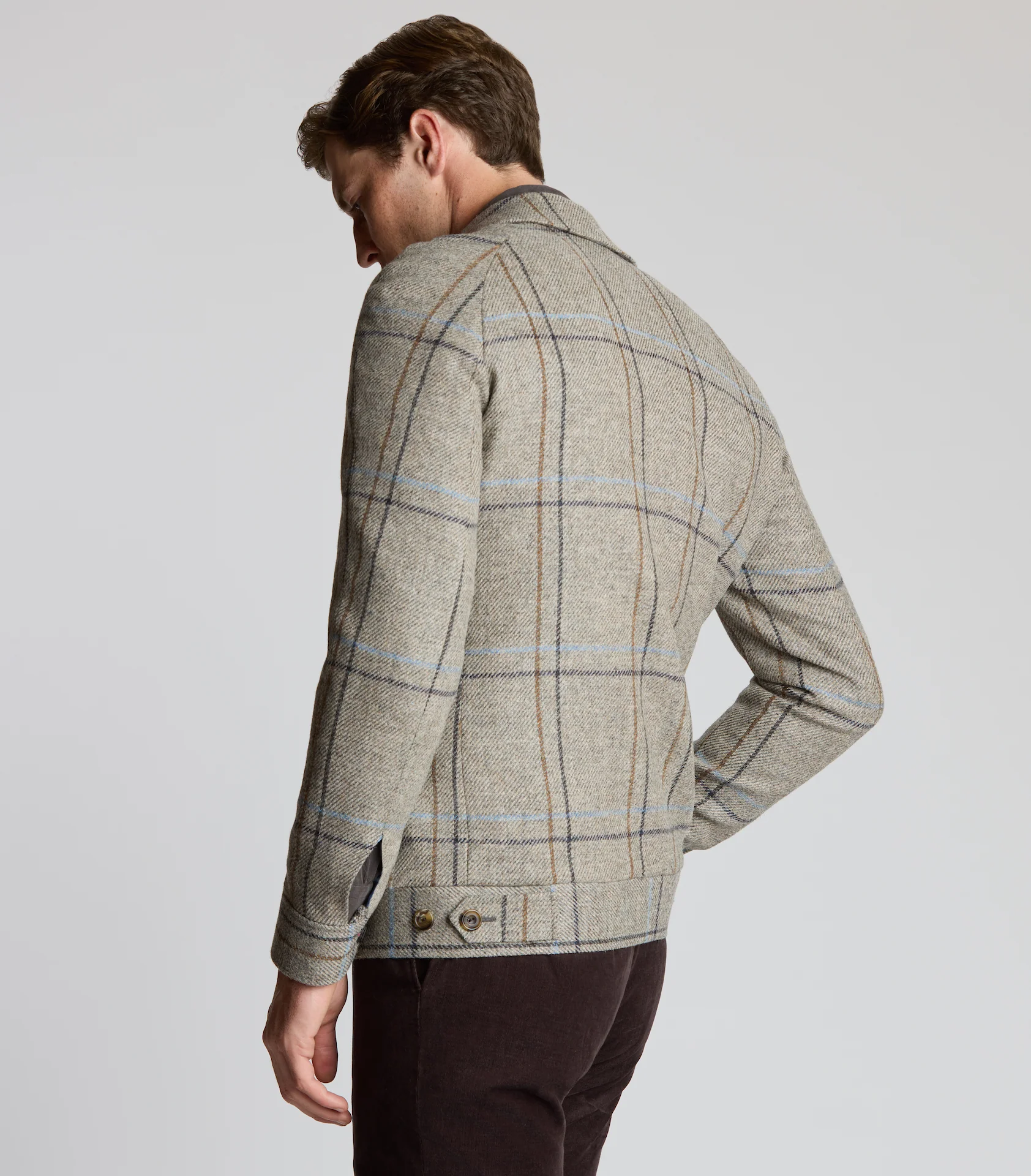 Brown Check Tweed Harrington Jacket - Image 3