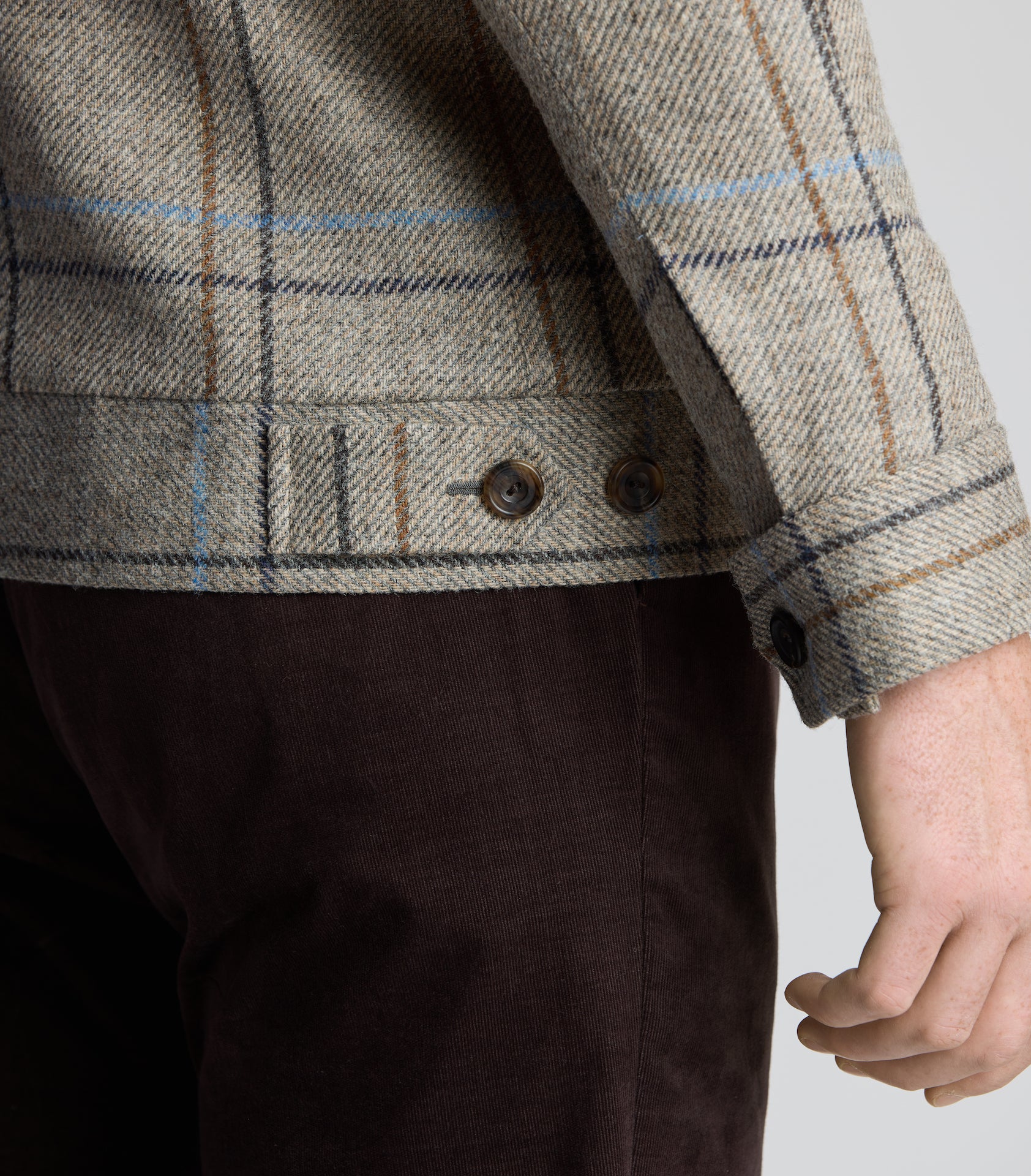 Brown Check Tweed Harrington Jacket - Image 4
