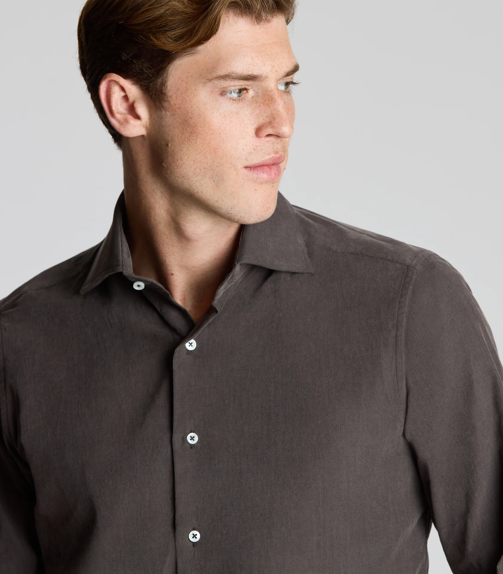 Brown Cotton Cord Shirt - Image 3