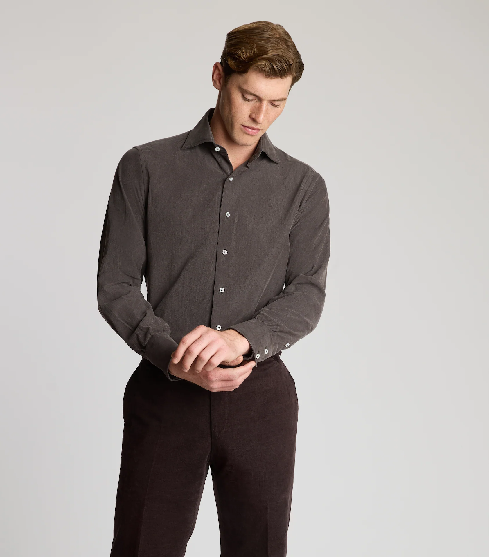Brown Cotton Cord Shirt - Image 4
