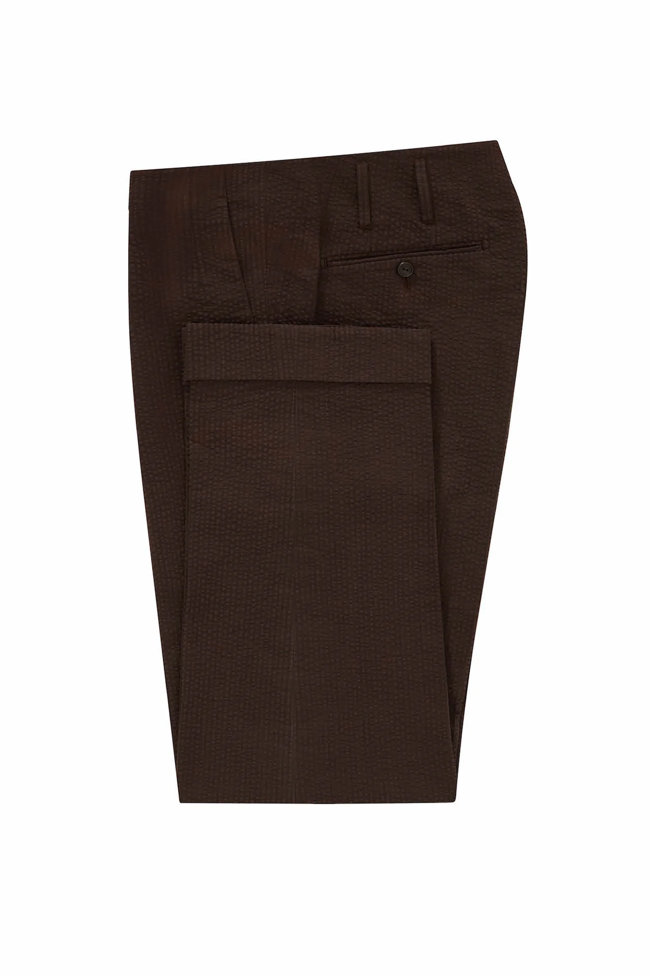 Brown Cotton Seersucker Hollywood Trousers - Image 4