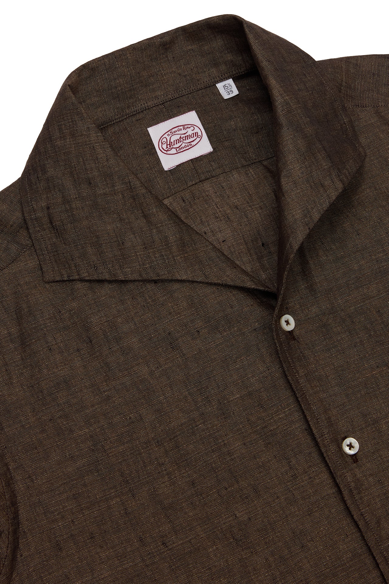 Brown Linen Riviera Collar Single Cuff Shirt - Image 4