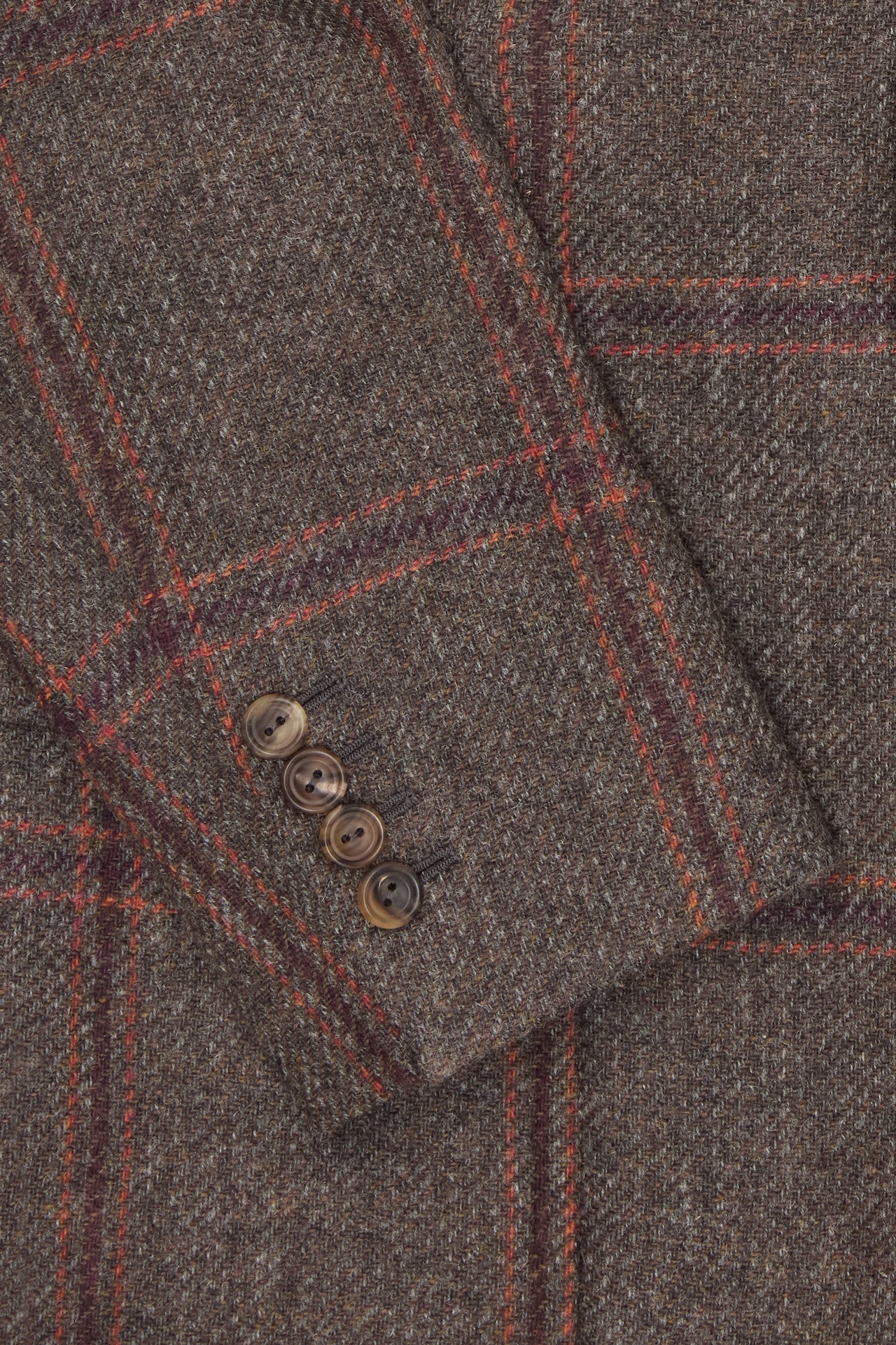 Brown, Orange & Burgundy Check Tweed Single Breasted Patch Pocket Jacket - Image 4