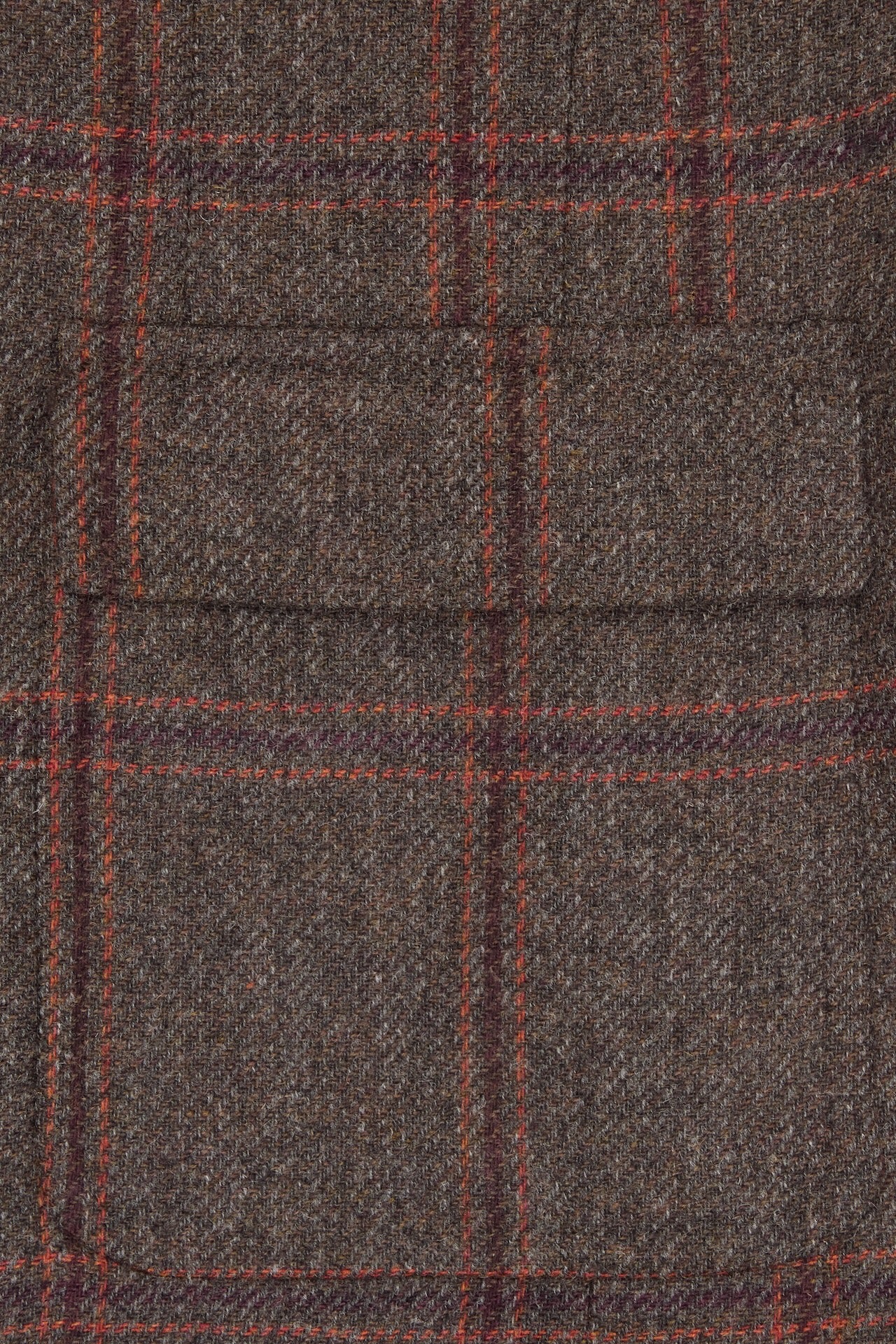 Brown, Orange & Burgundy Check Tweed Single Breasted Patch Pocket Jacket - Image 5