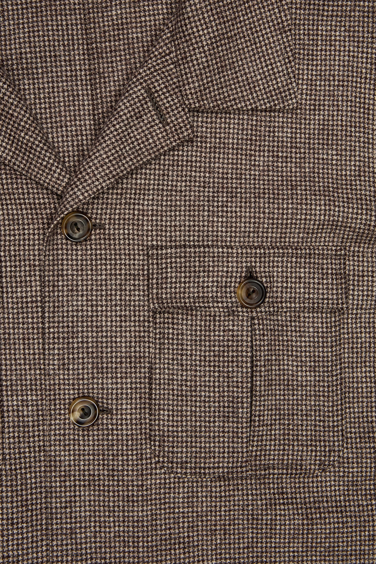Brown Flannel Puppytooth Safari Jacket - Image 3
