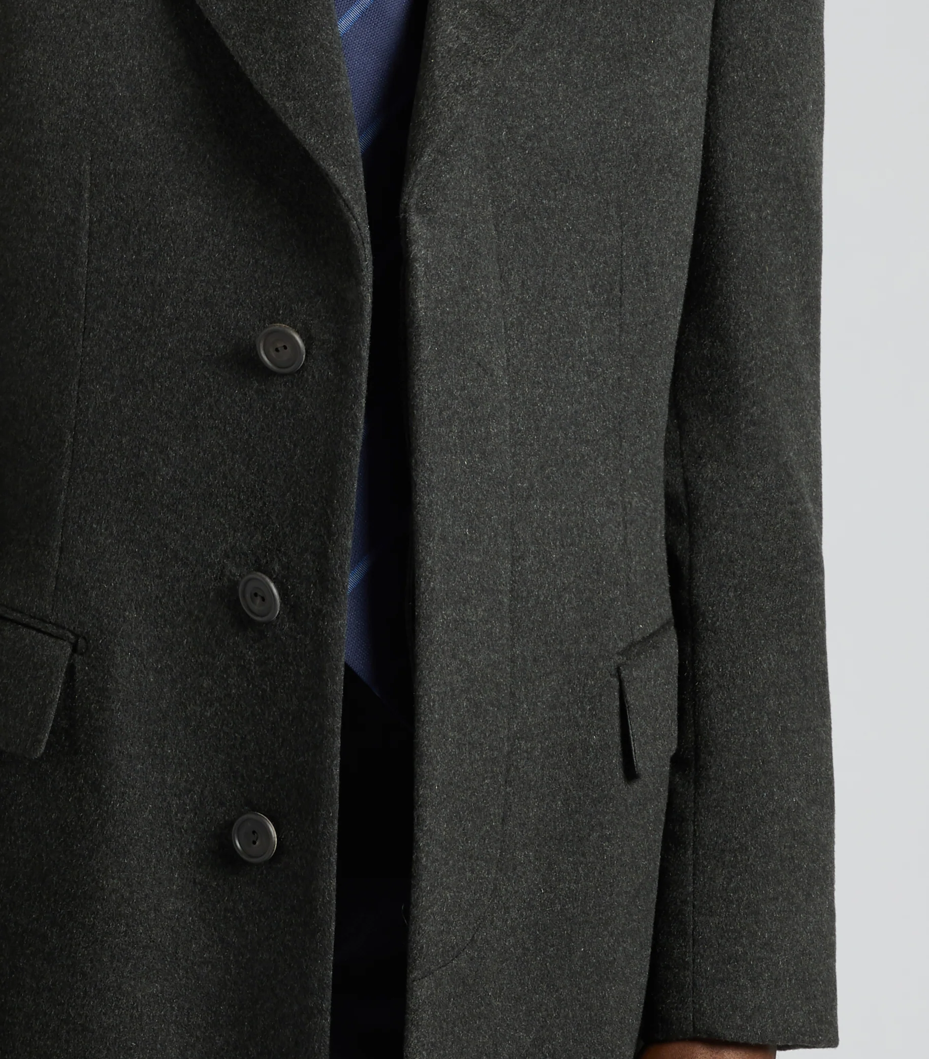 Charcoal Cashmere Single Breasted Overcoat - Image 3