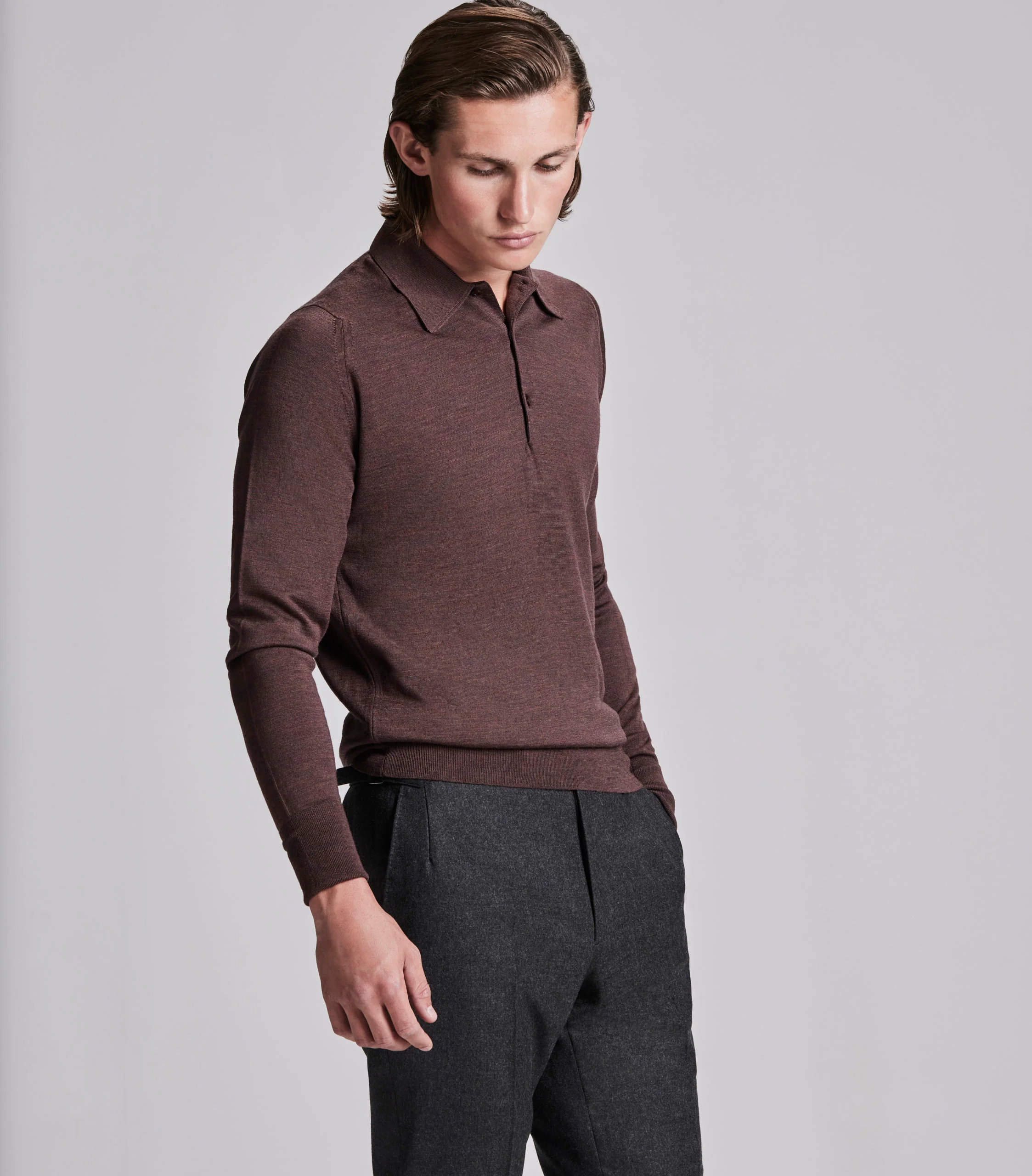Copper Merino Wool Polo Neck Knitwear - Image 3