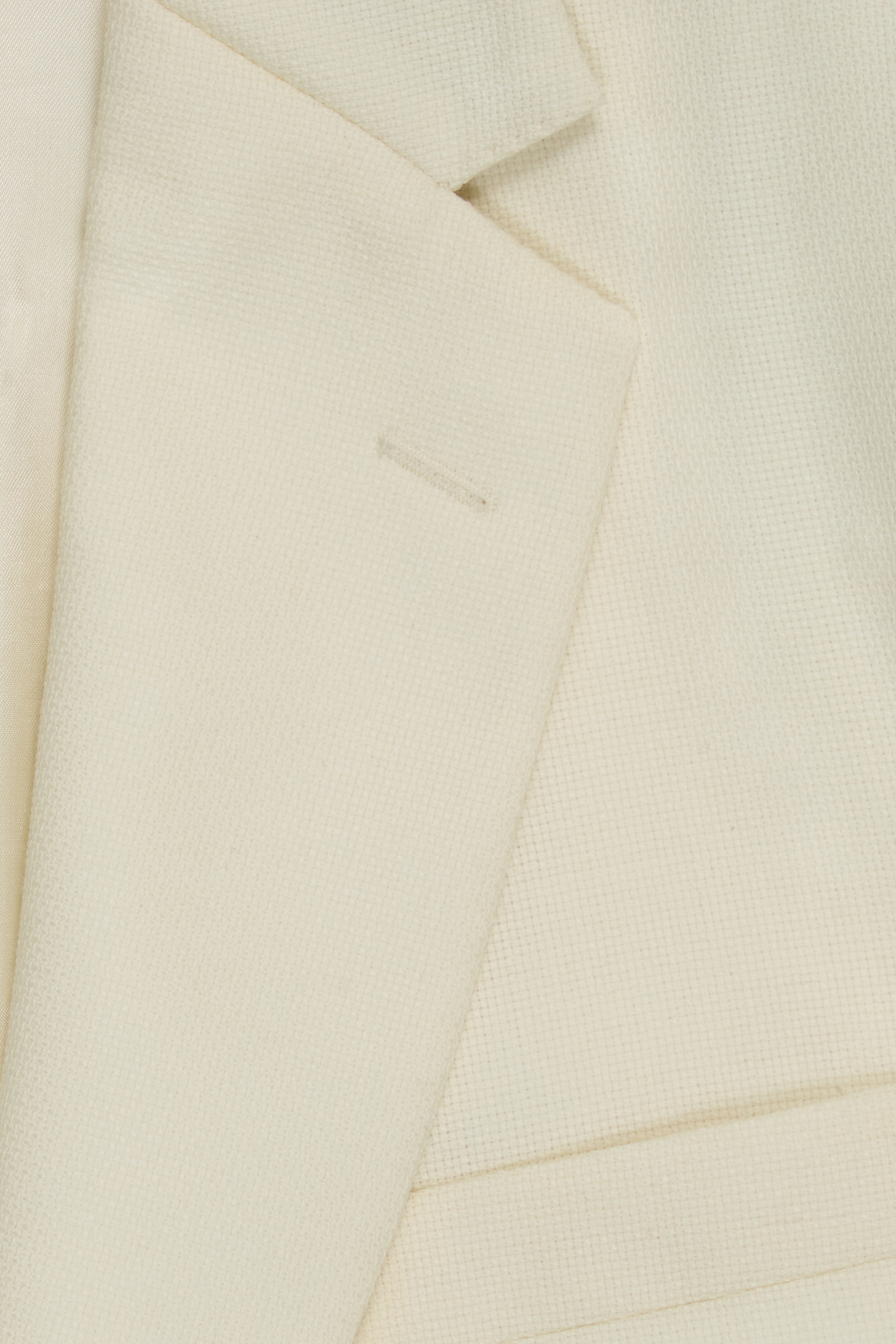 Cream Wool Hopsack Single Breasted Blazer - Image 3