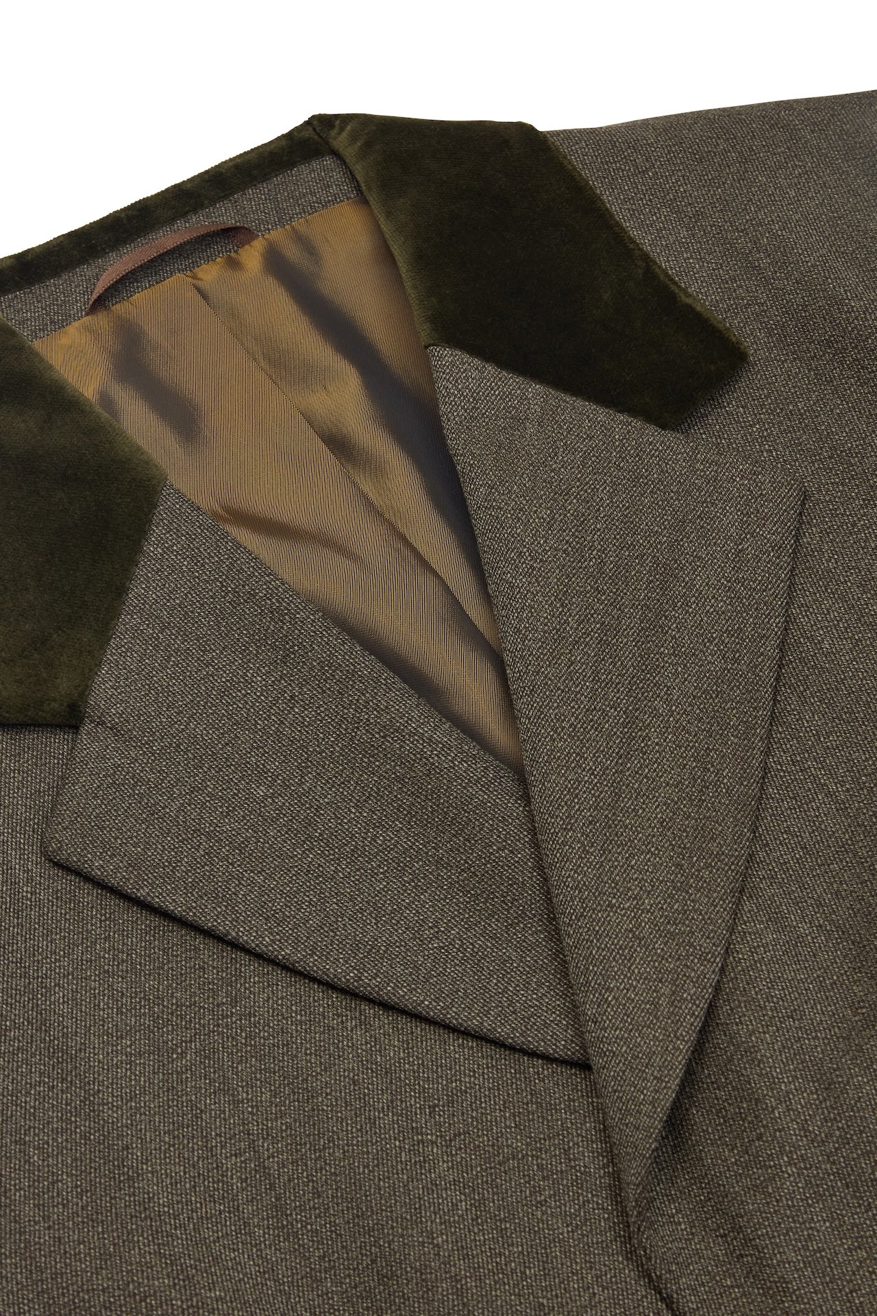 Green Covert Coat With Velvet Collar Overcoat - Image 3