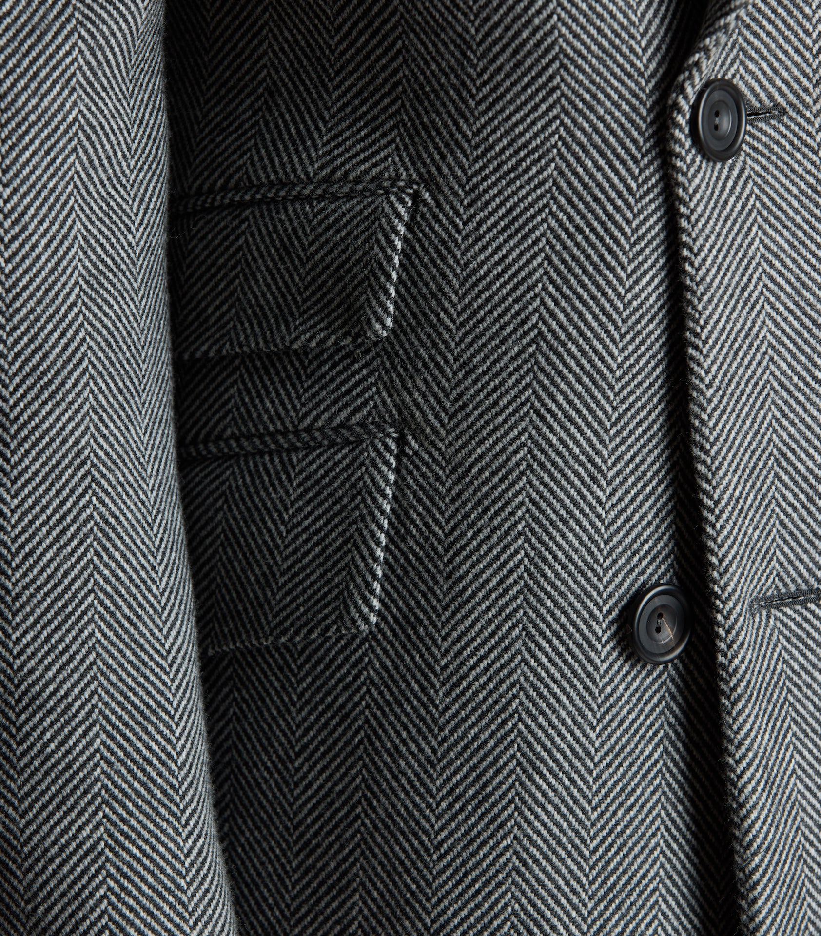 Grey Wool Herringbone Double Breasted Overcoat - Image 6
