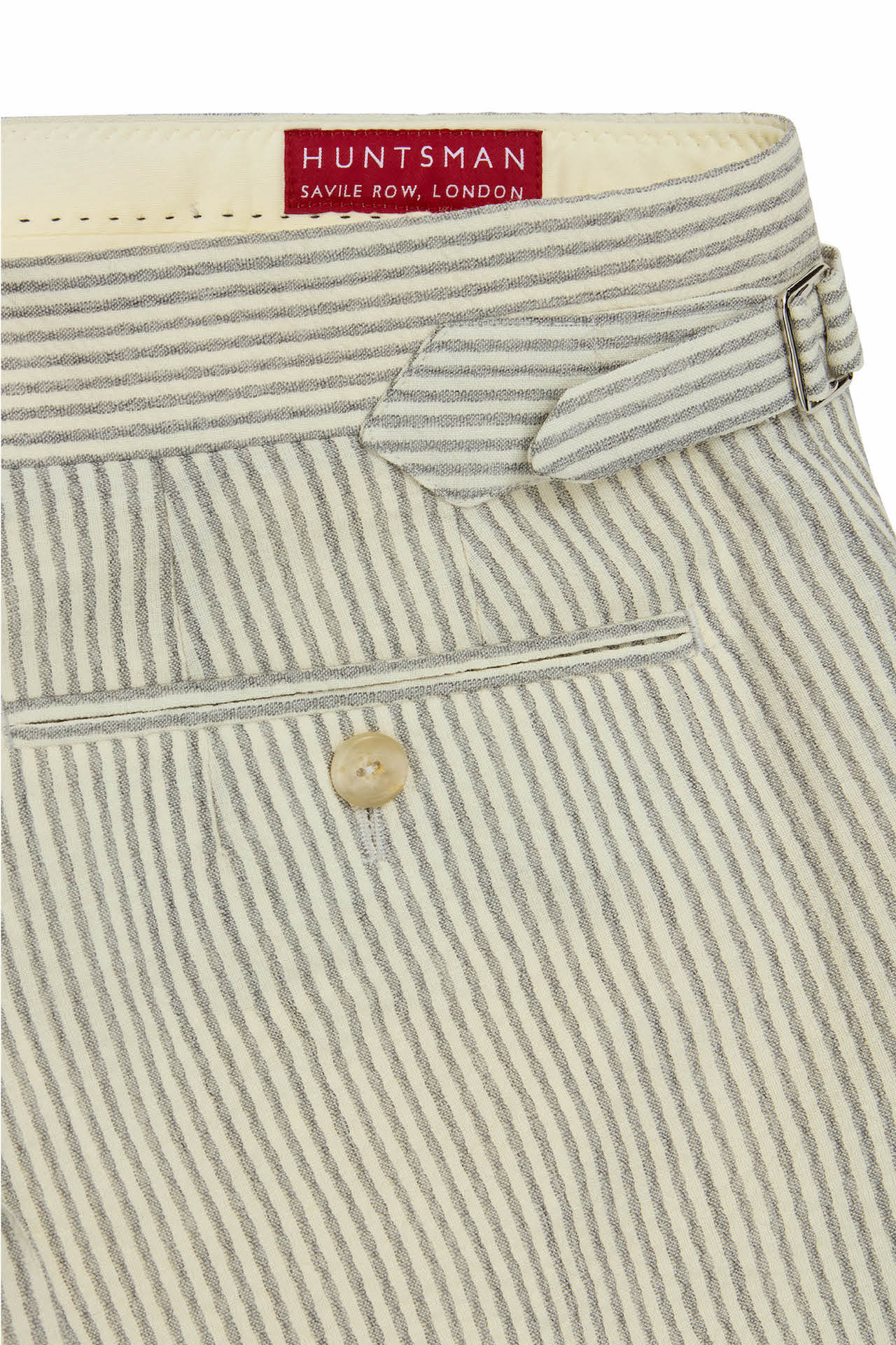 Grey/White Seersucker Striped Dress Shorts - Image 3