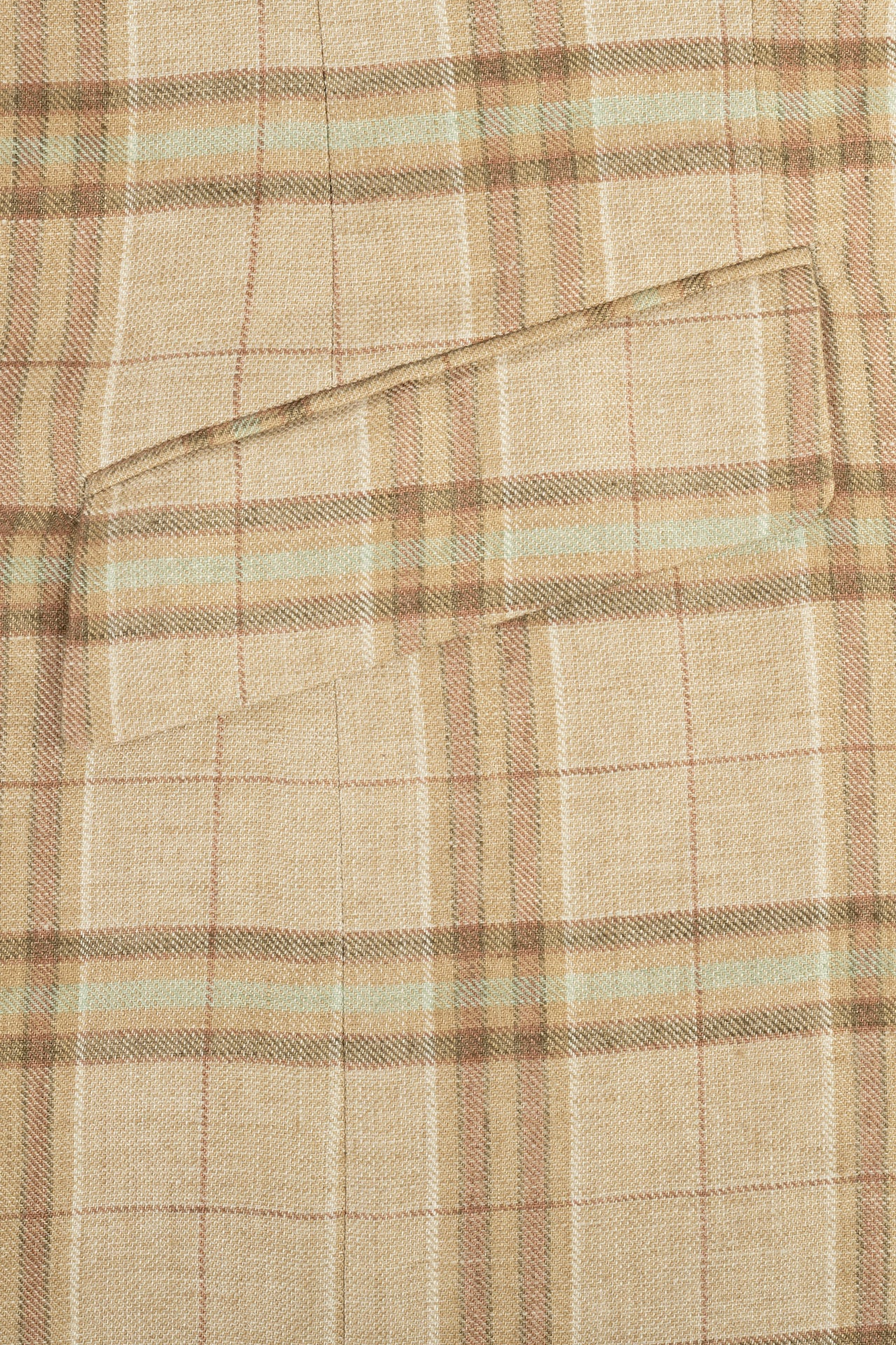 Brown/Green Wool Silk & Linen Single Breasted Check Jacket - Image 5