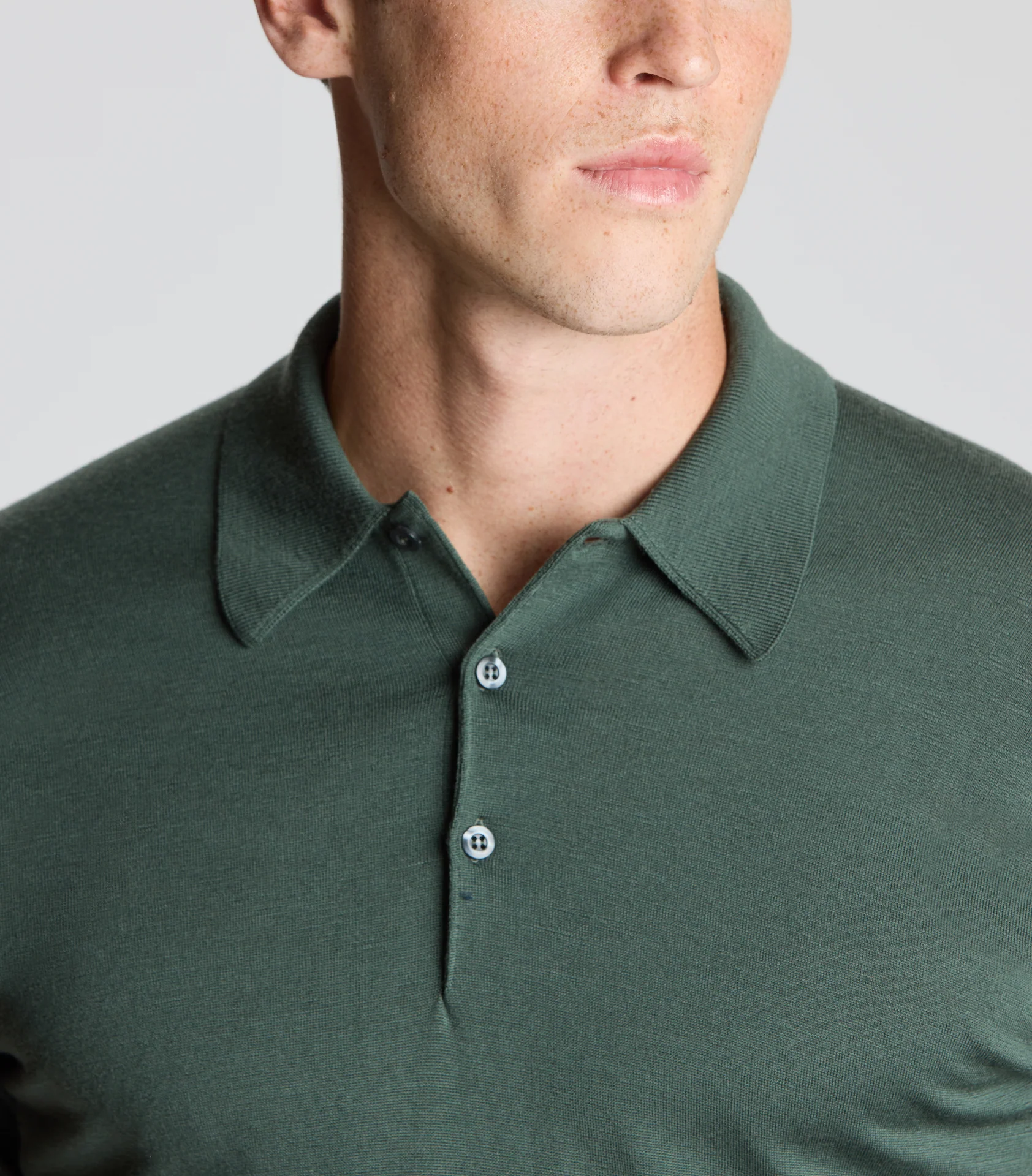 Highland Green Merino Wool Polo Neck Knitwear - Image 4