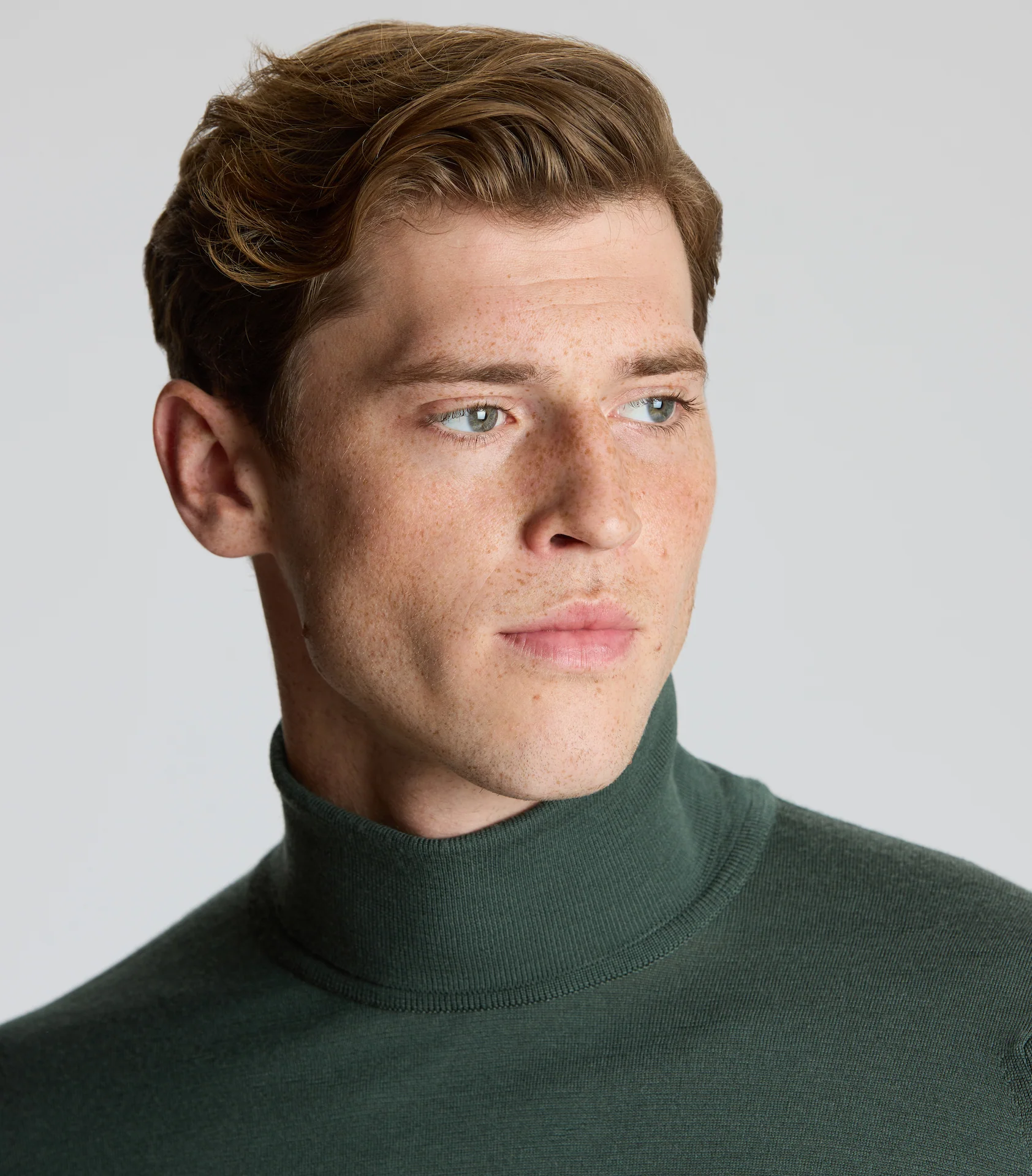 Highland Green Merino Wool Rollneck Knitwear - Image 3