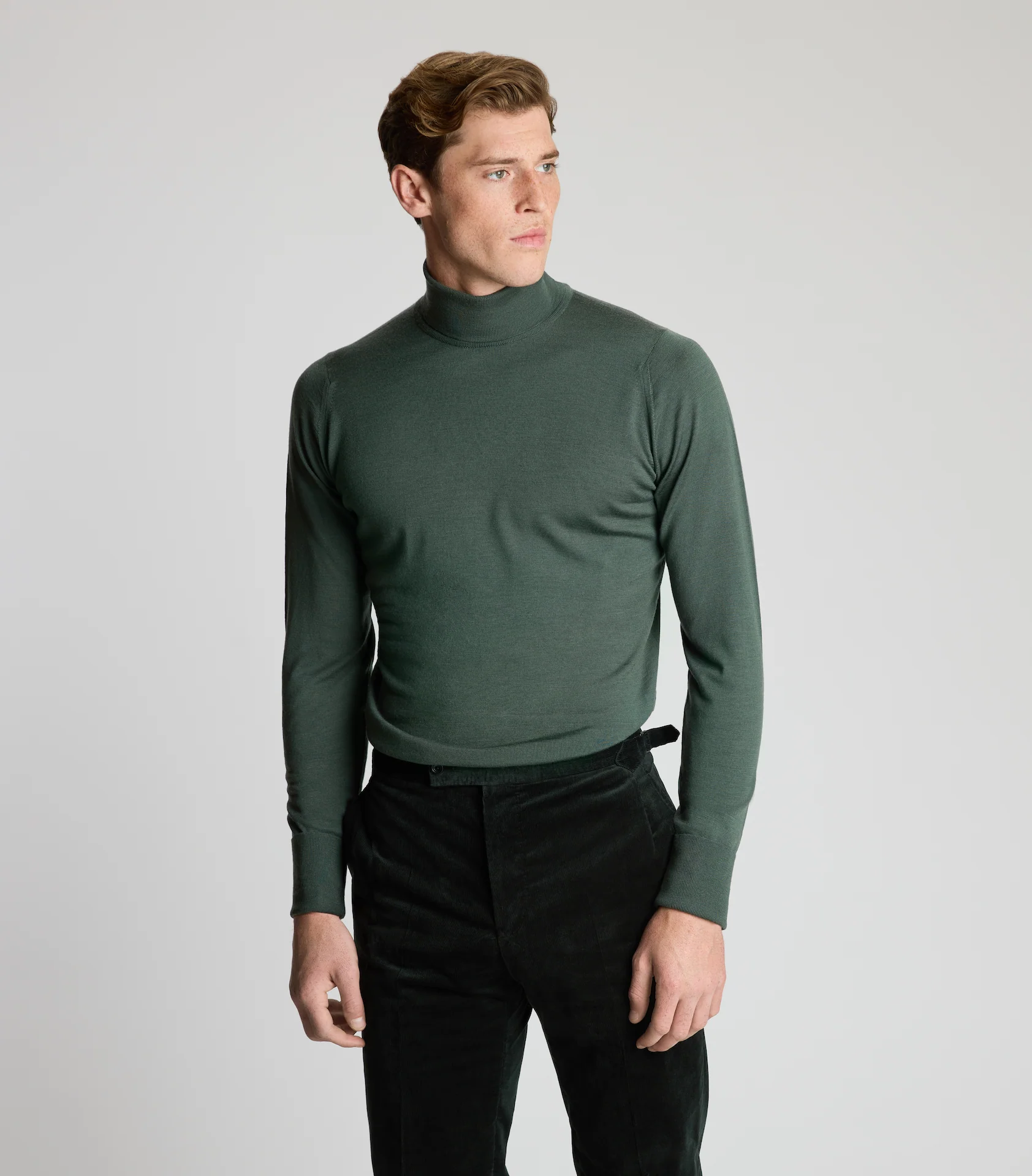Highland Green Merino Wool Rollneck Knitwear - Image 4
