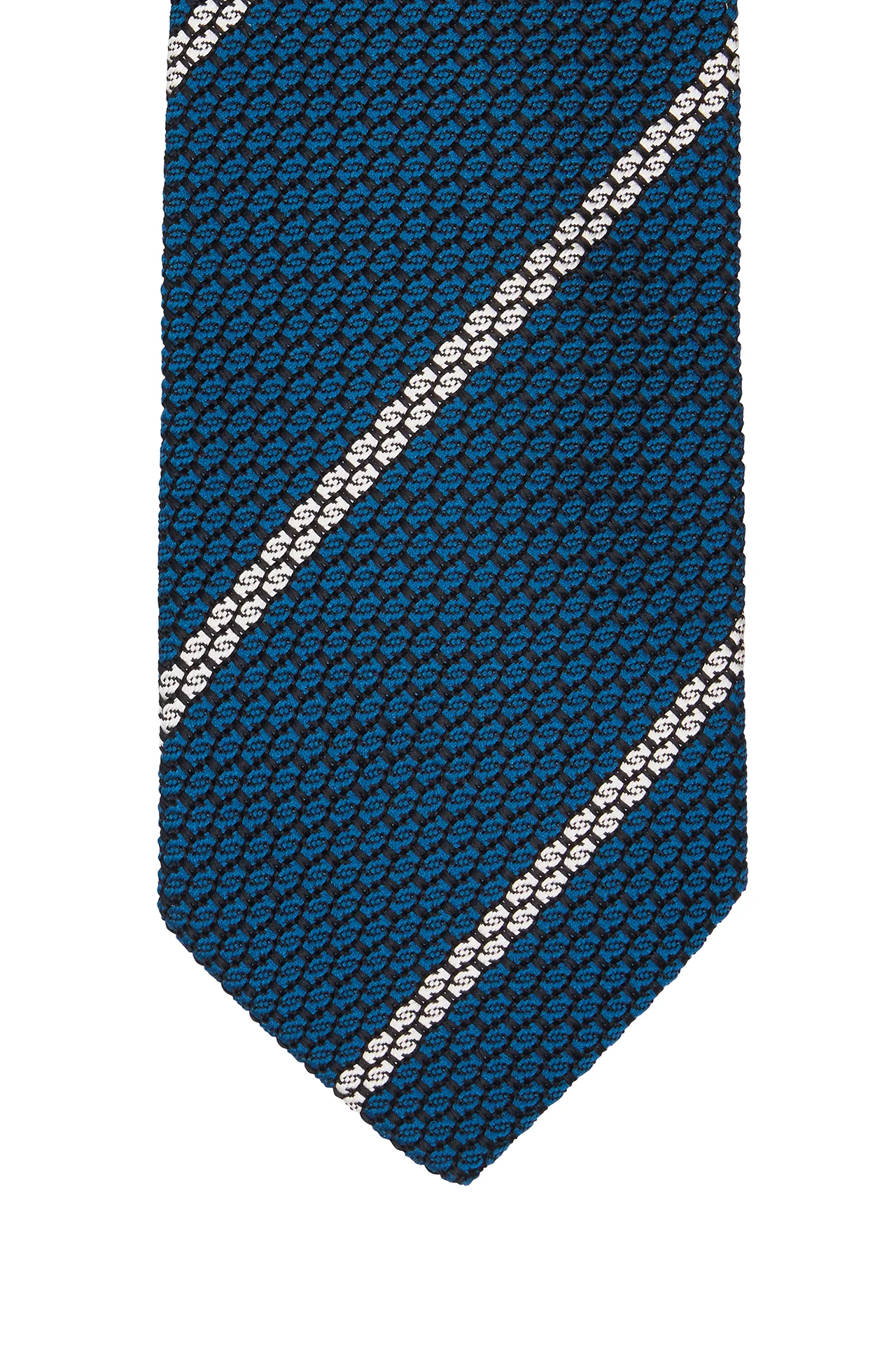 Indigo/White Kimono Silk Grenadine Stripe Tie - Image 3