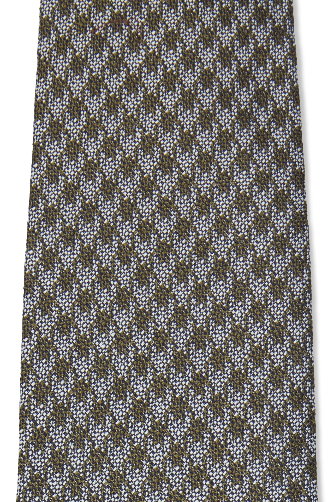Khaki and White Houndstooth Silk Tie - Image 3