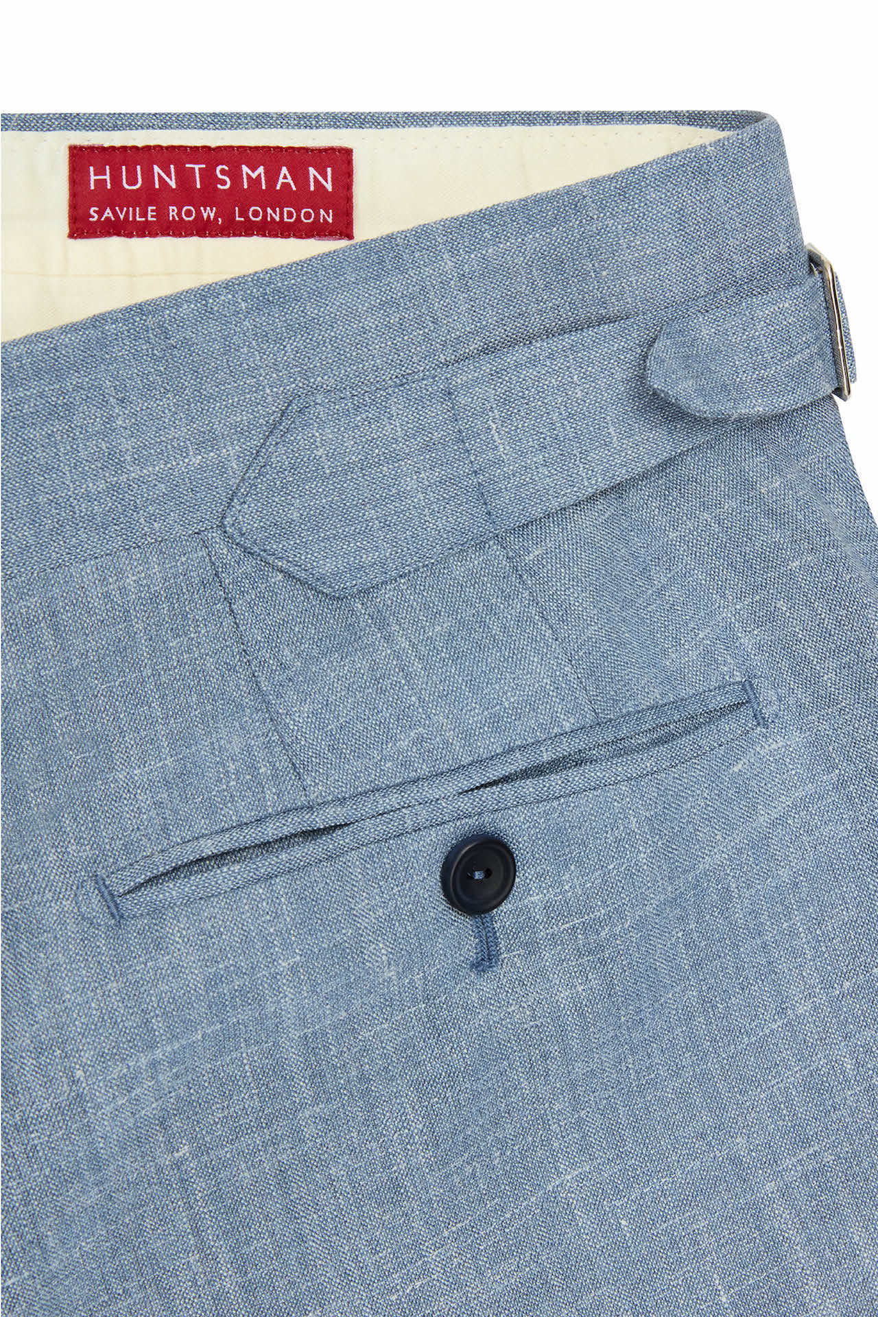 Light Blue Wool, Silk & Linen Trousers - Image 3