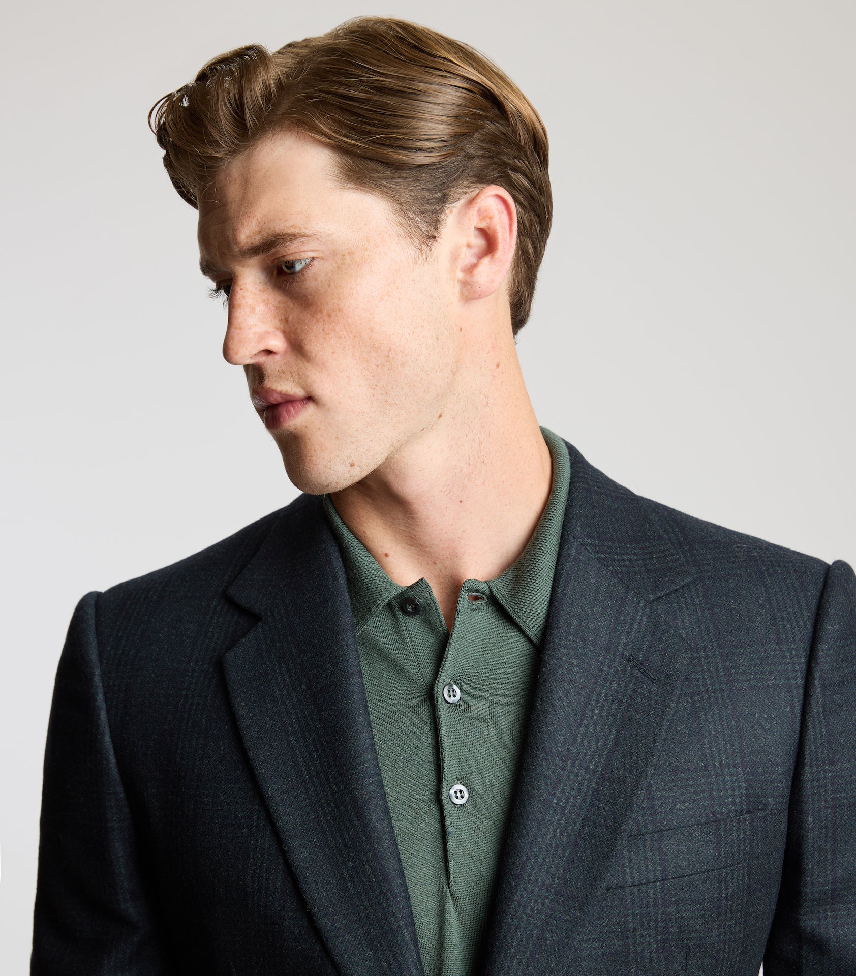 Midnight Blue/Green Wool Glen Check Single Breasted Suit - Image 4