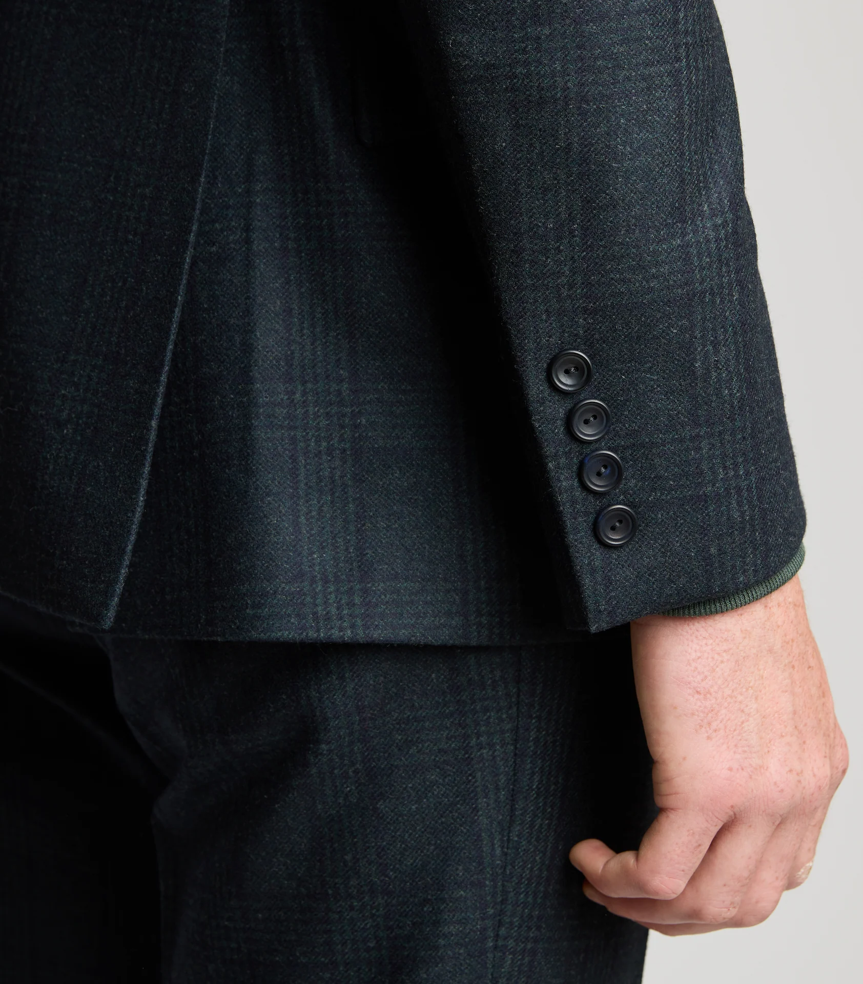 Midnight Blue/Green Wool Glen Check Single Breasted Suit - Image 5