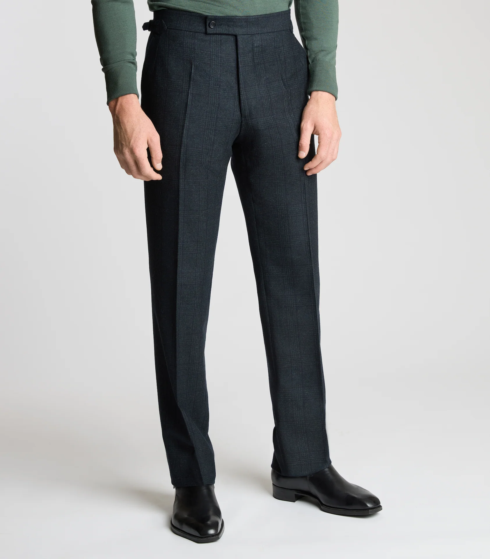 Midnight Blue/Green Wool Glen Check Single Breasted Suit - Image 6