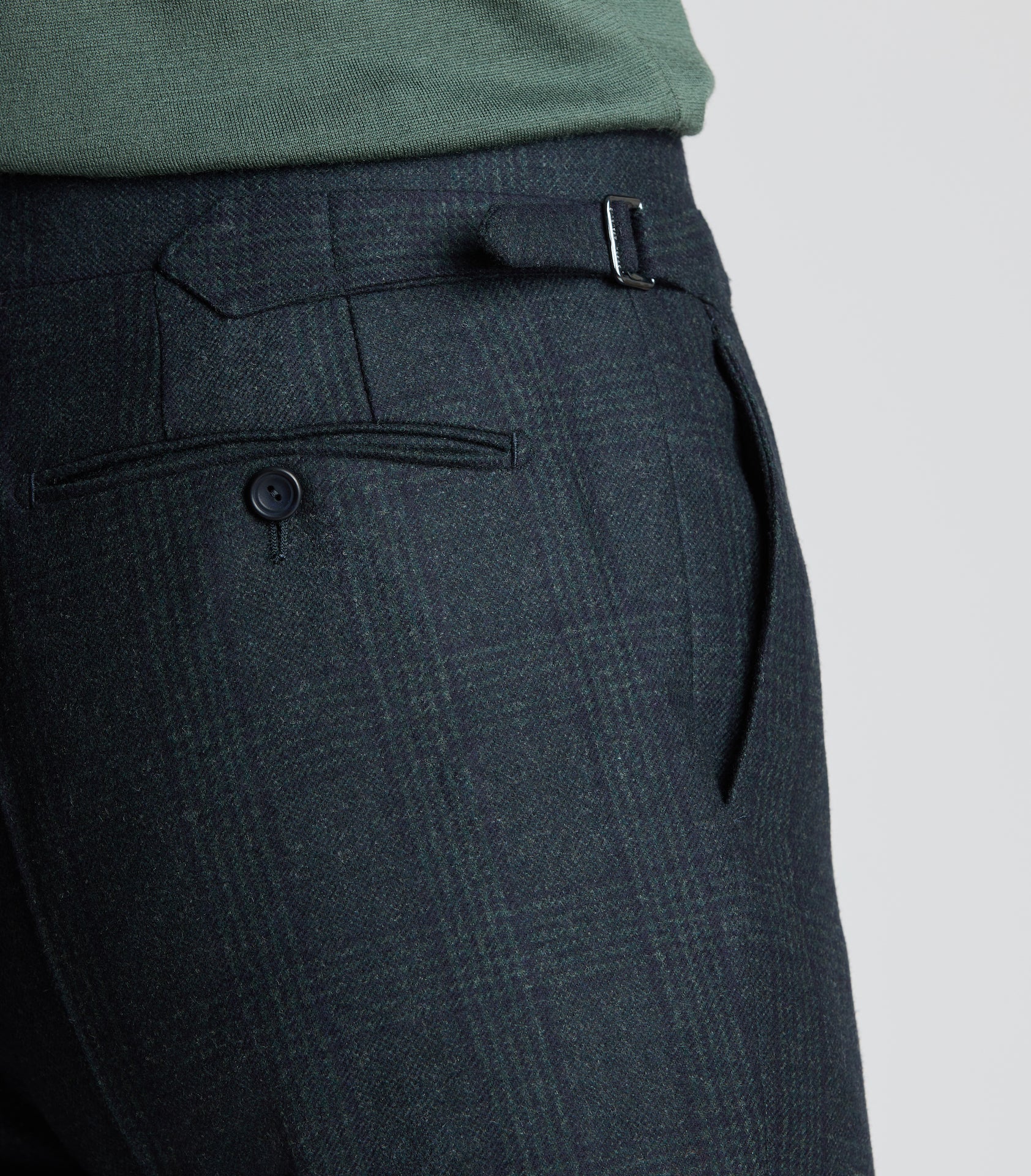 Midnight Blue/Green Wool Glen Check Single Breasted Suit - Image 7