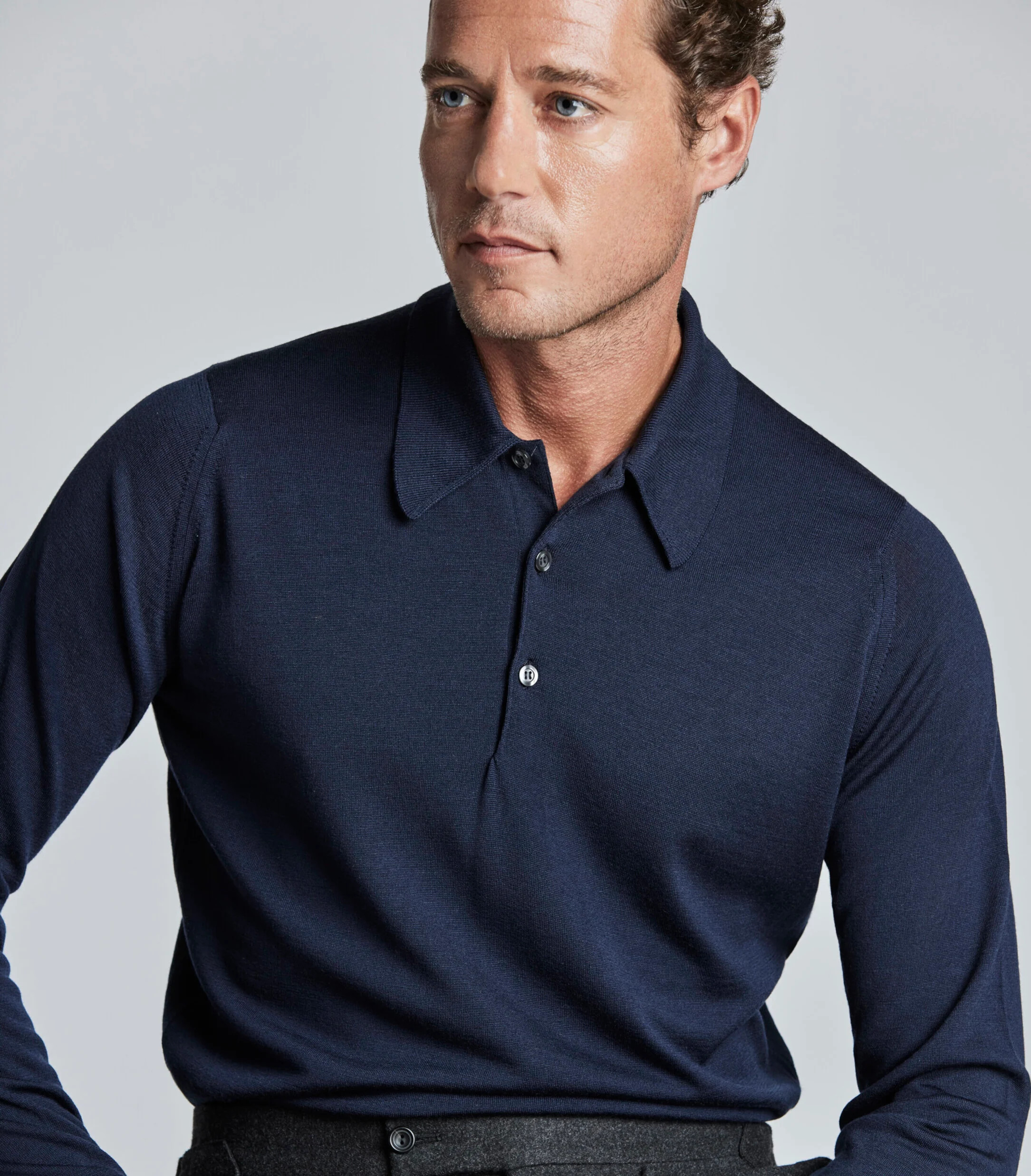 Midnight Merino Wool Polo Neck Knitwear - Image 3
