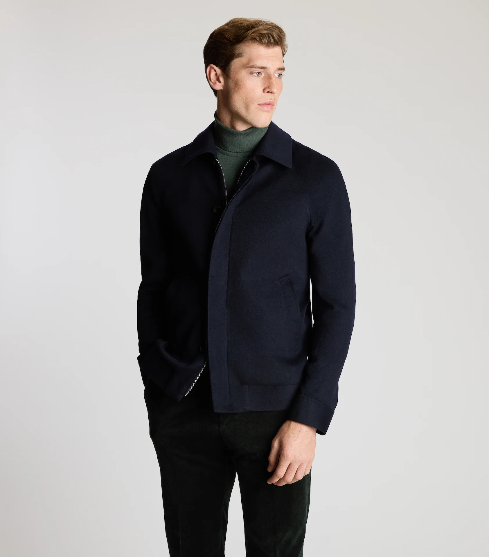 Navy Doeskin Harrington Jacket - Image 3