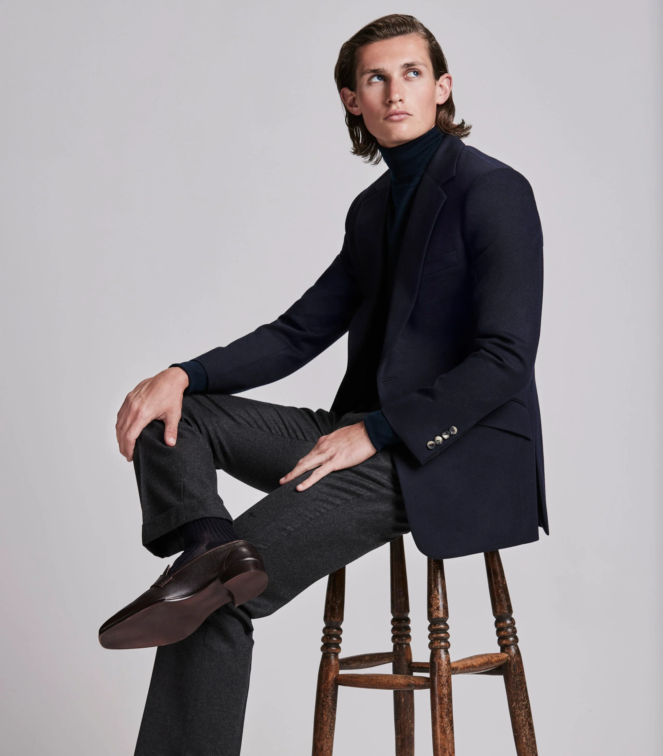Navy Fearnought Wool Blazer - Image 3