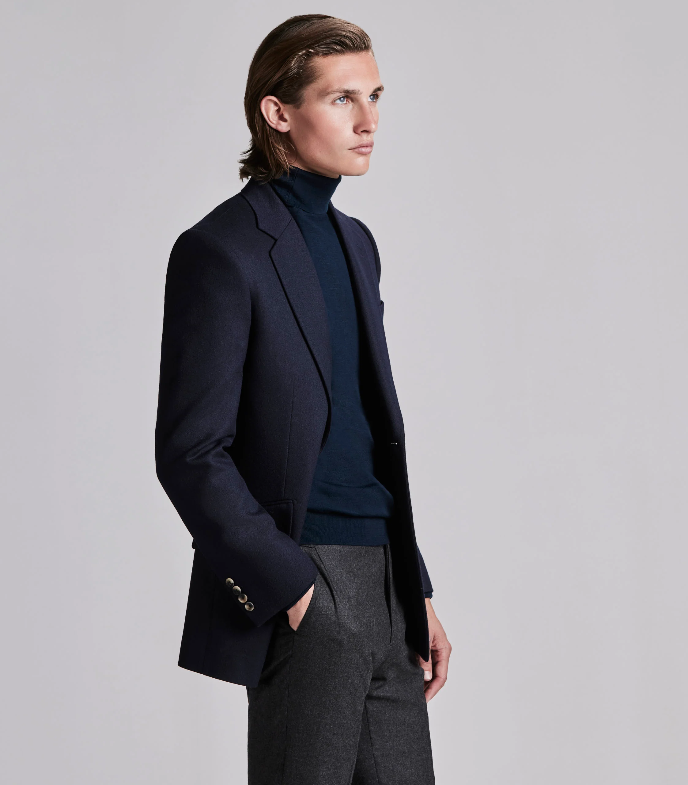 Navy Fearnought Wool Blazer - Image 6