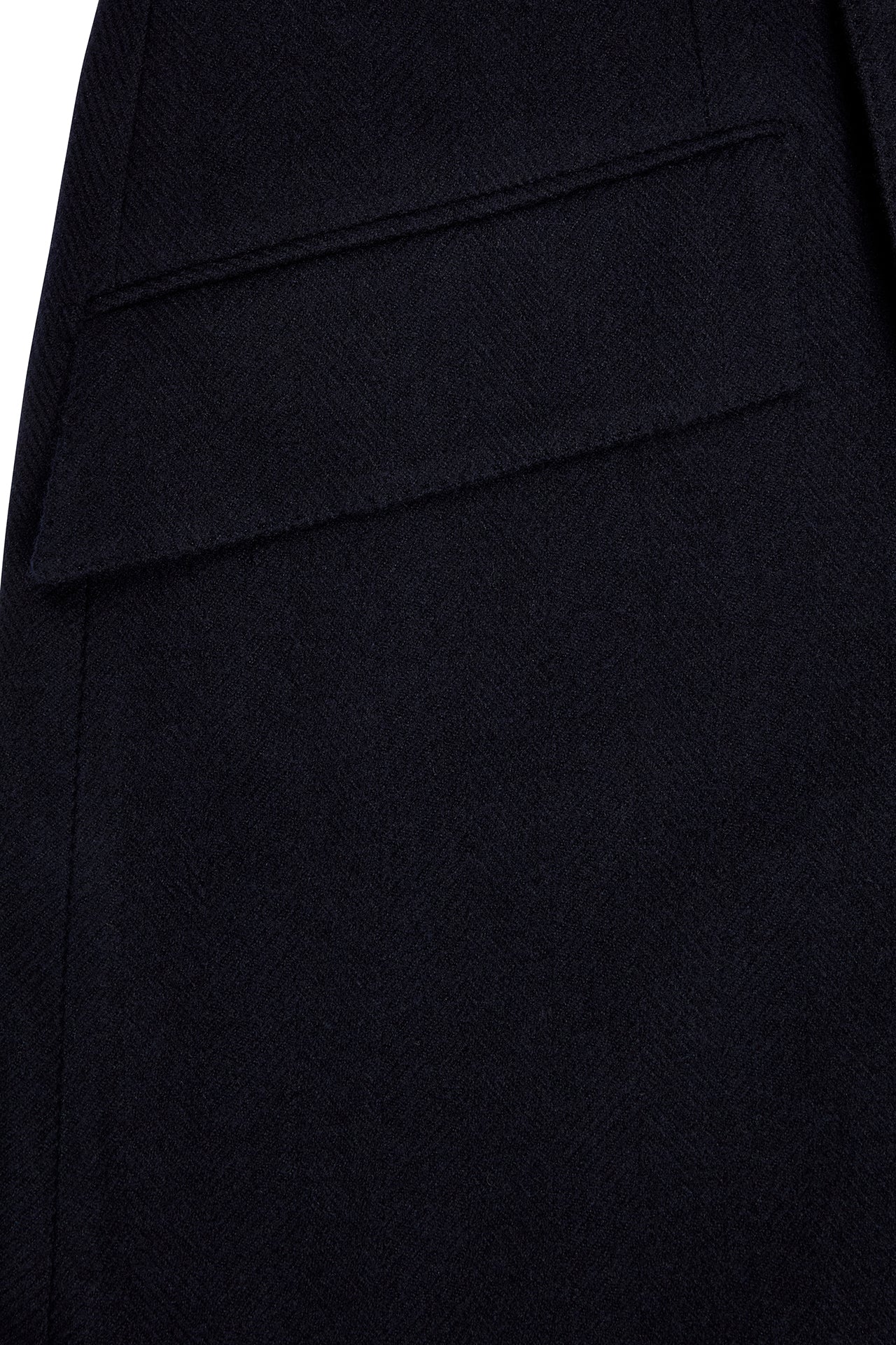 Navy Herringbone Double Breasted Overcoat - Image 4