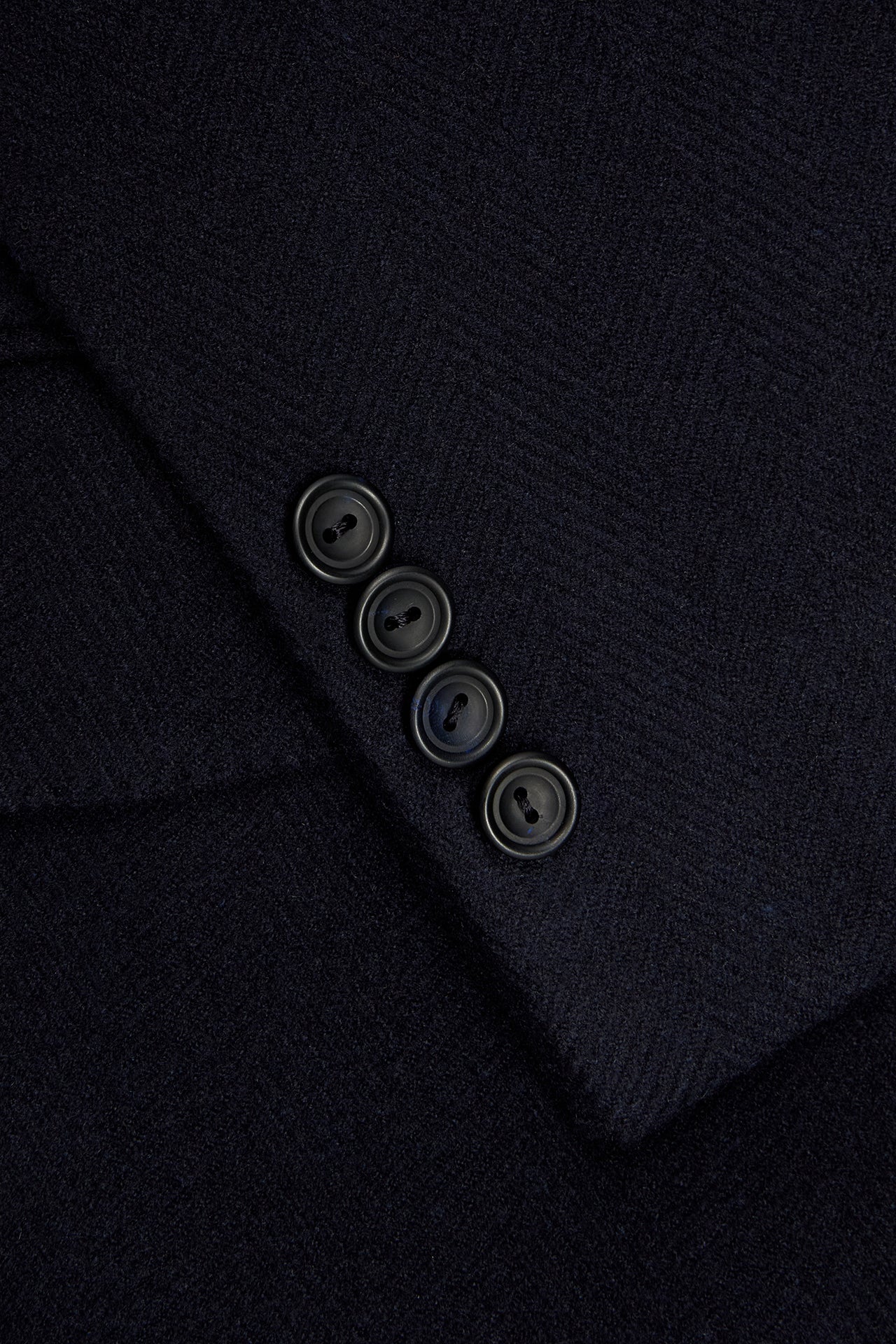 Navy Herringbone Double Breasted Overcoat - Image 5