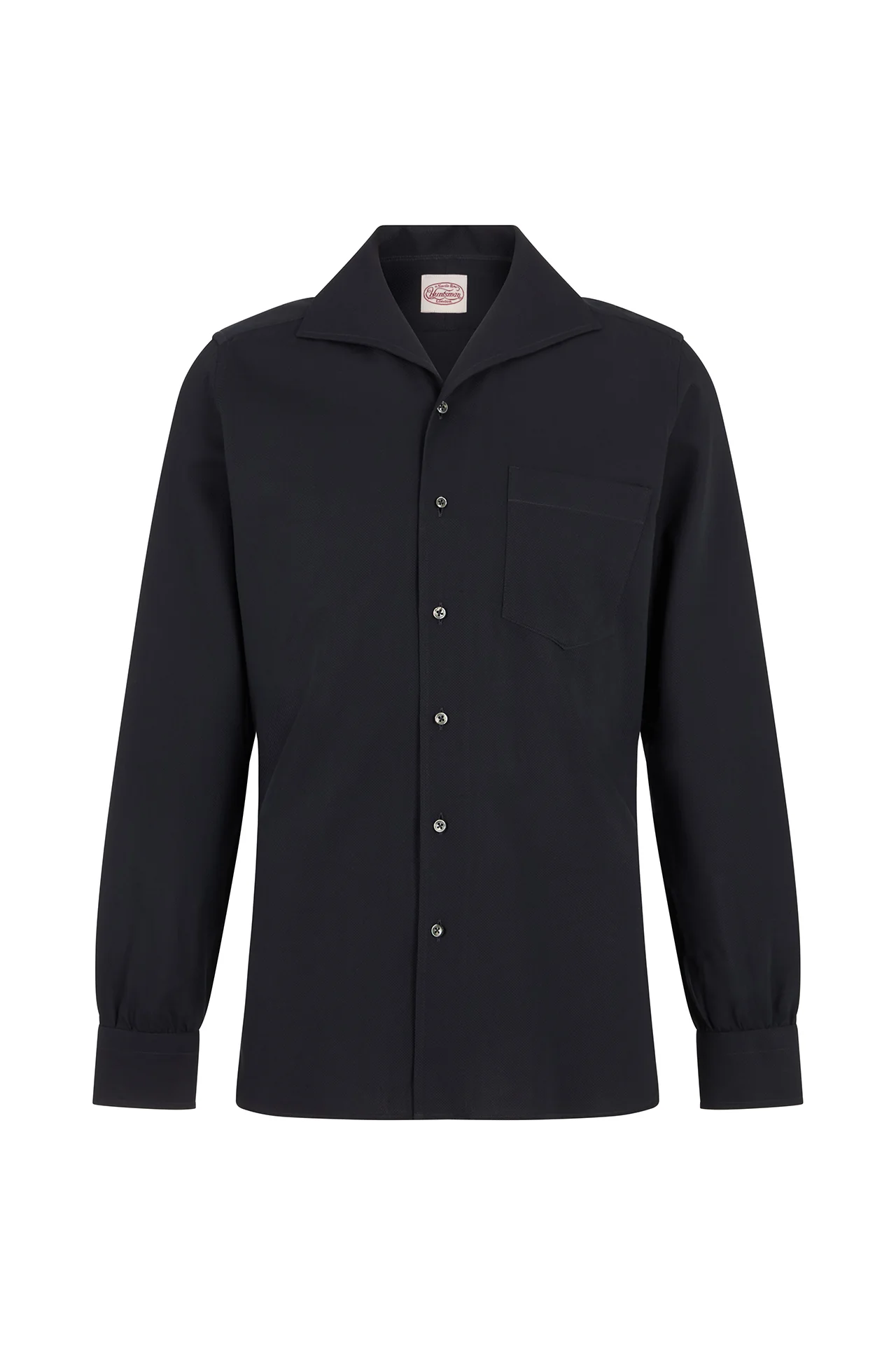 Navy Pique Riviera Collar Single Cuff Shirt - Image 3