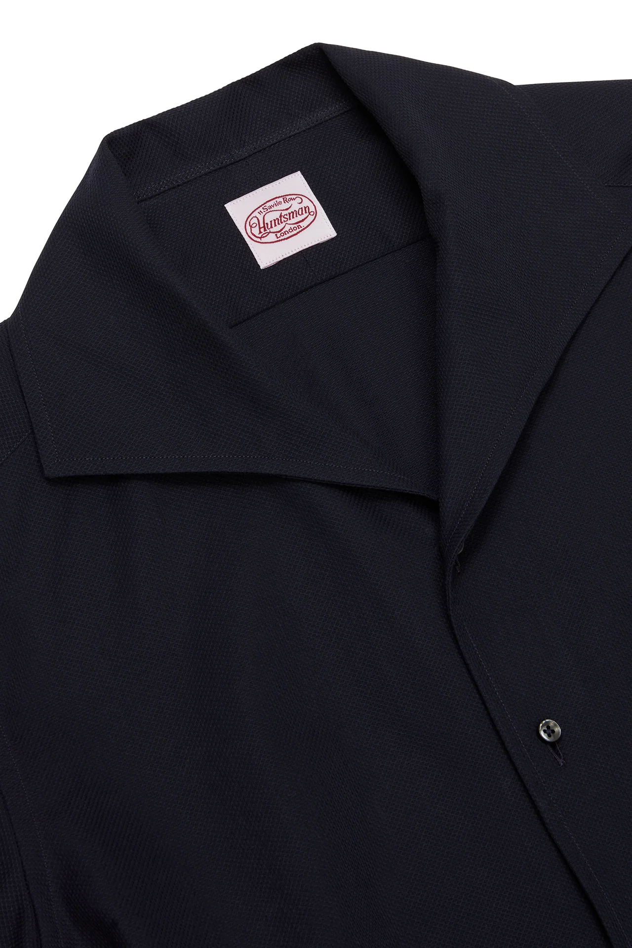 Navy Pique Riviera Collar Single Cuff Shirt - Image 4