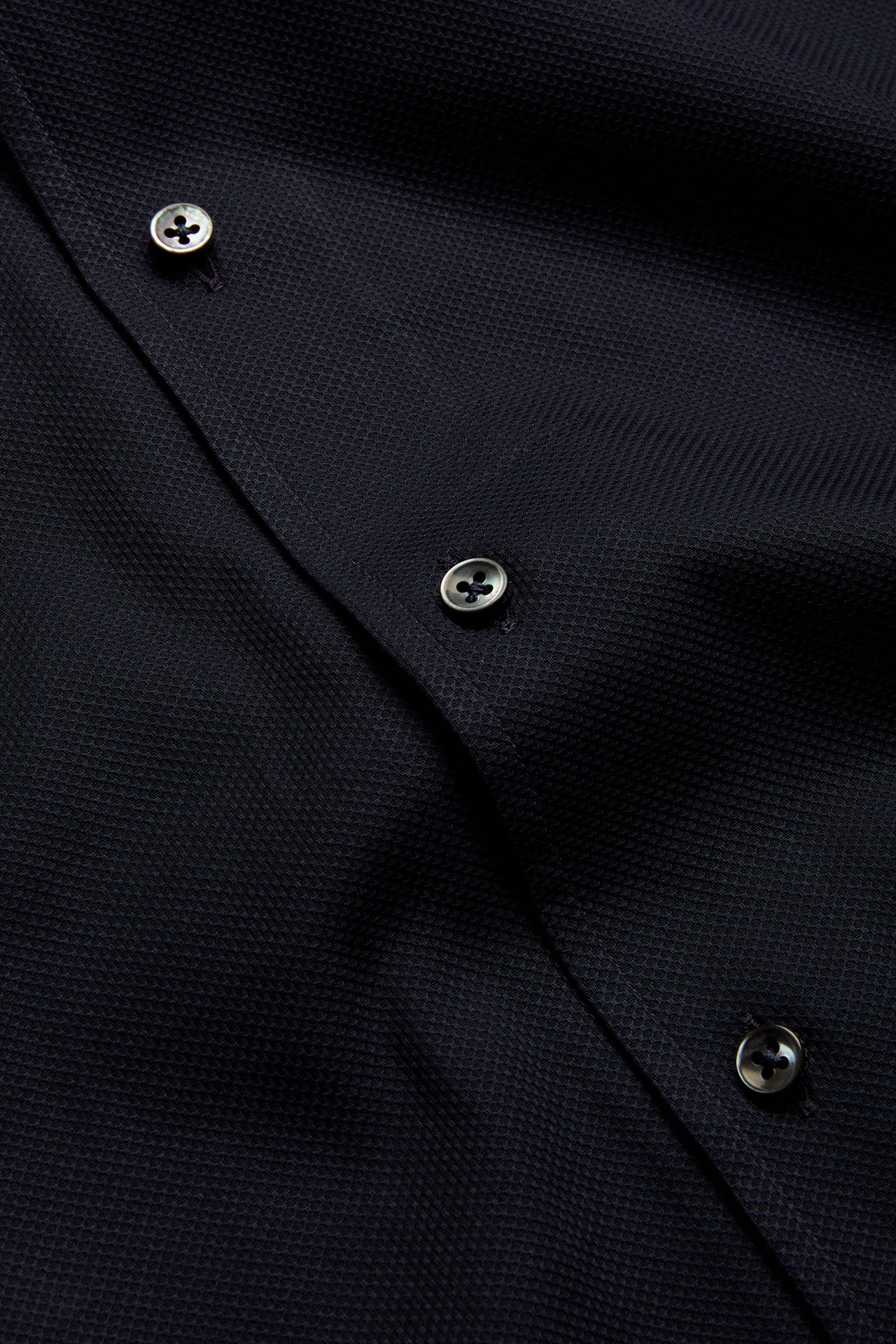Navy Pique Riviera Collar Single Cuff Shirt - Image 5
