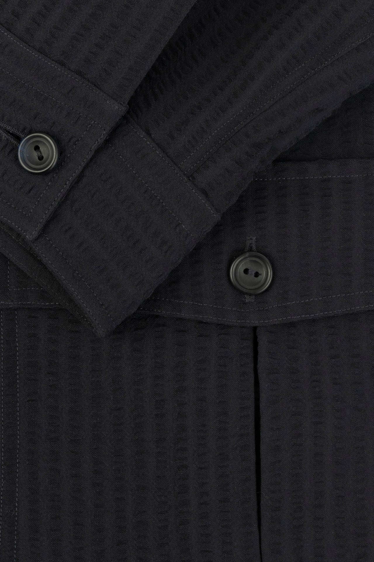 Navy Wool Seersucker Safari Jacket - Image 4