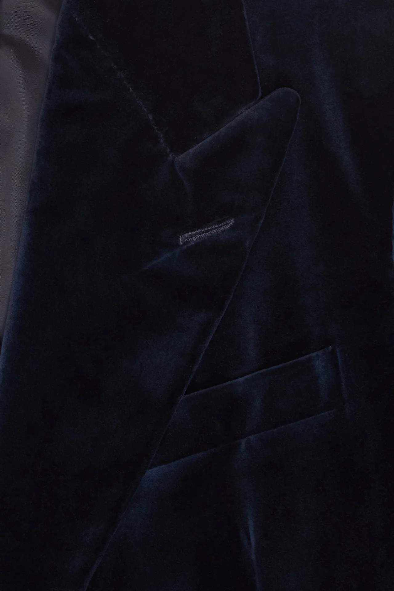 Navy Velvet Single Breasted Cocktail Jacket - Image 3