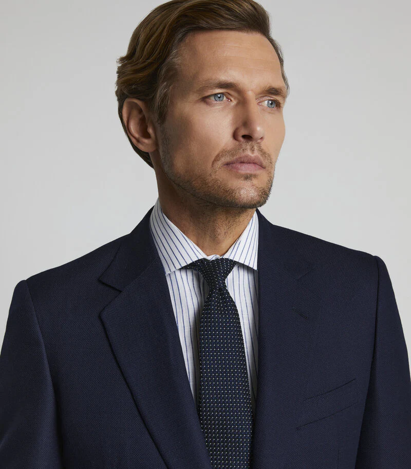 Navy Wool Hopsack Suit - Image 3